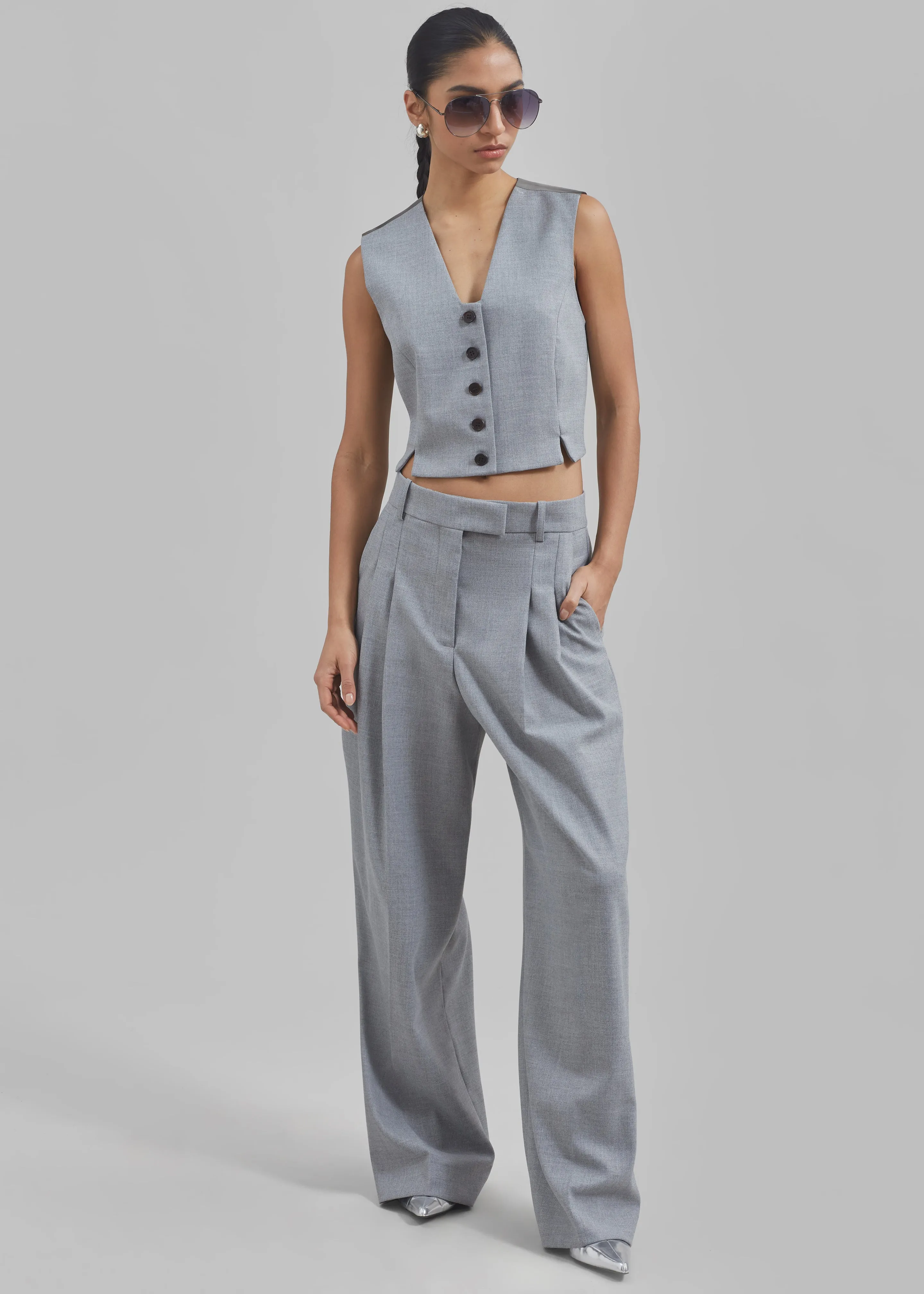By Malene Birger Cymbaria Pants - Grey Melange sold by Frankie Shop