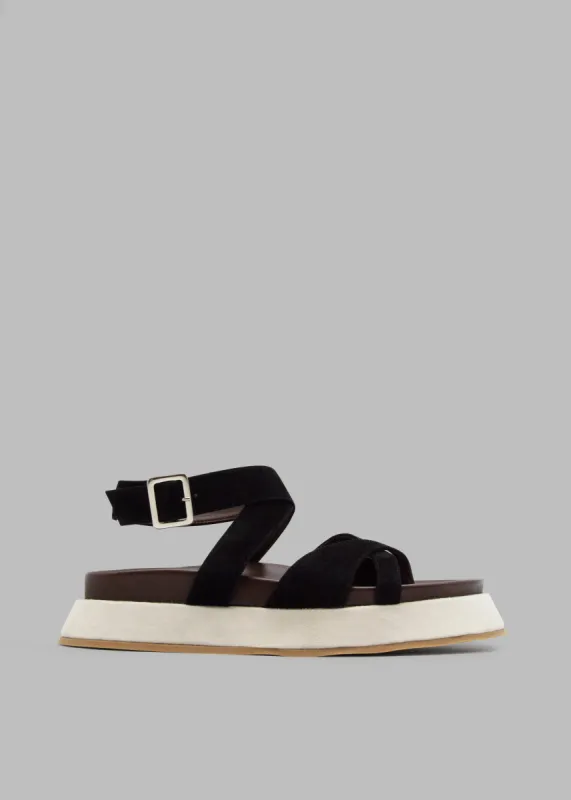Gia Borghini Rosie 41 Flat Sandals - Black/Chocolate/Beige sold by Frankie Shop
