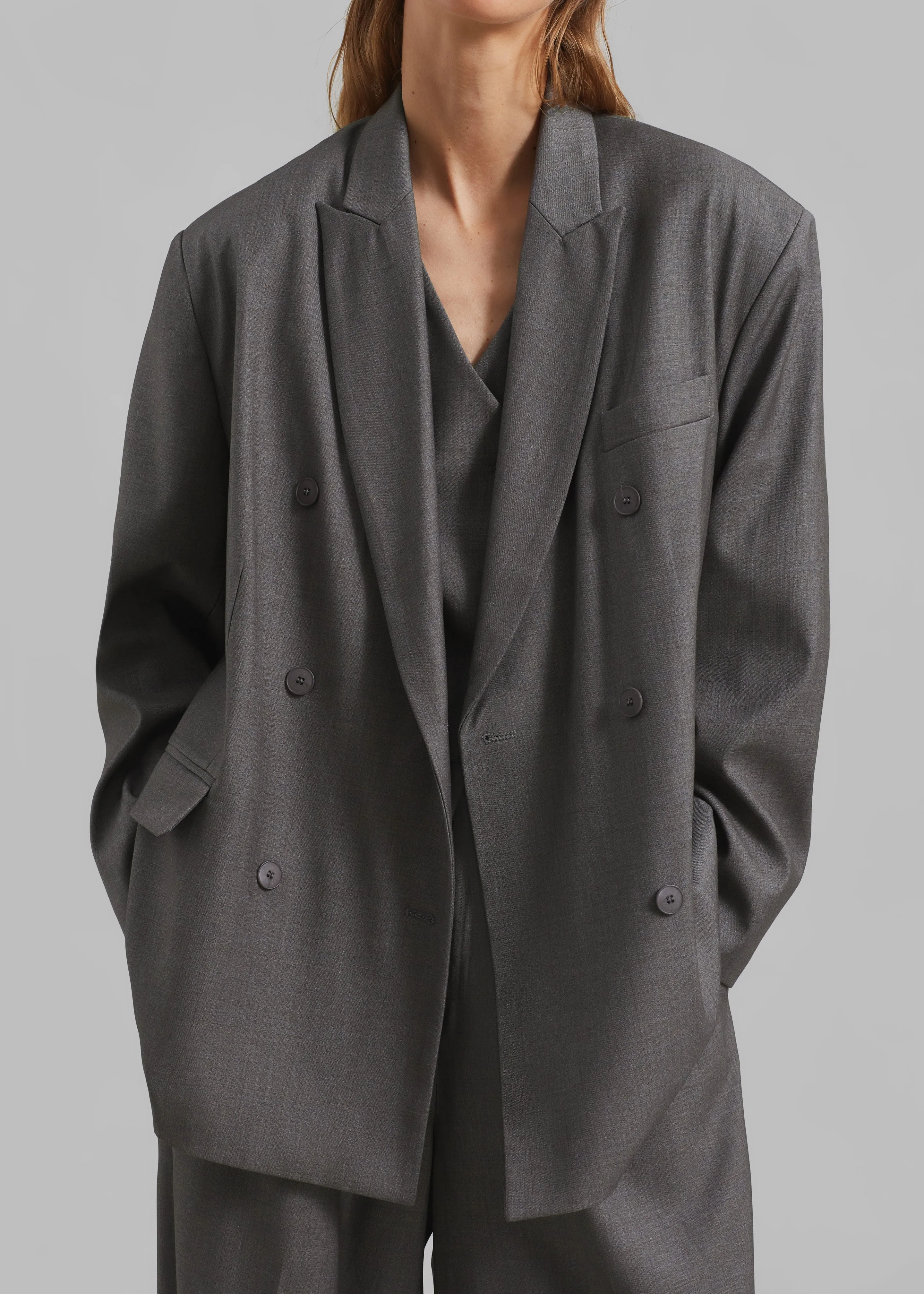 Ivey Double Breasted Blazer - Grey Melange sold by Frankie Shop product image thumbnail 3