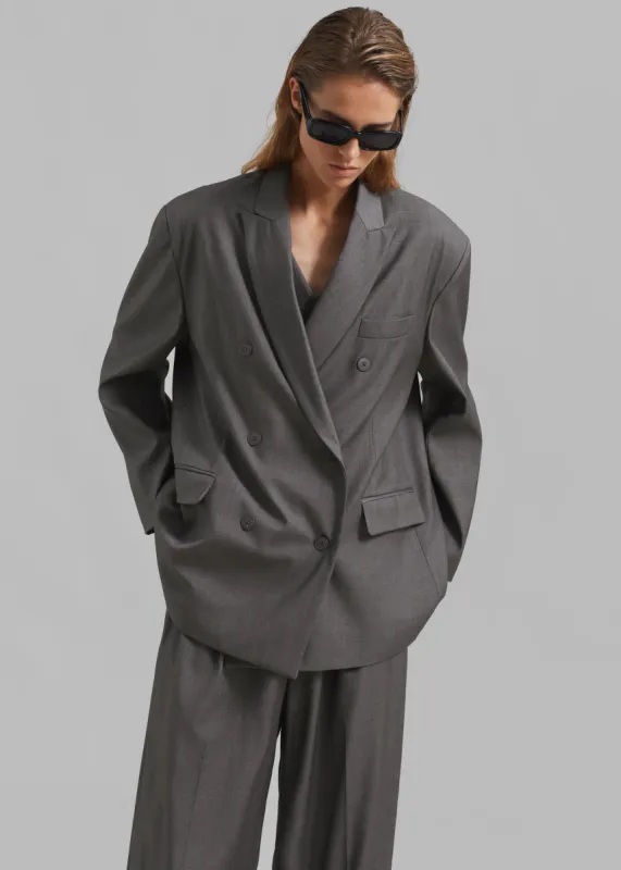 Ivey Double Breasted Blazer - Grey Melange sold by Frankie Shop