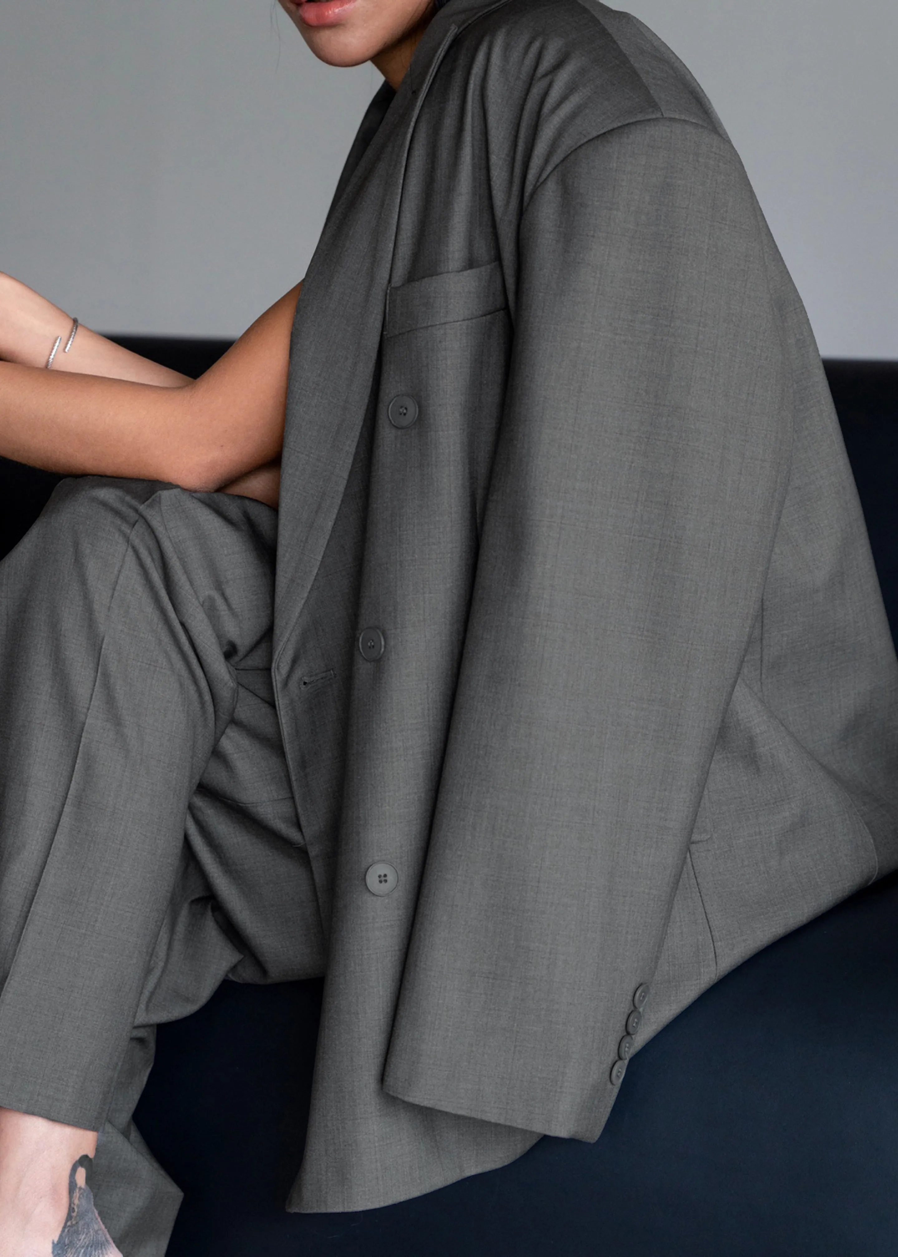 Ivey Double Breasted Blazer - Grey Melange sold by Frankie Shop product image thumbnail 4