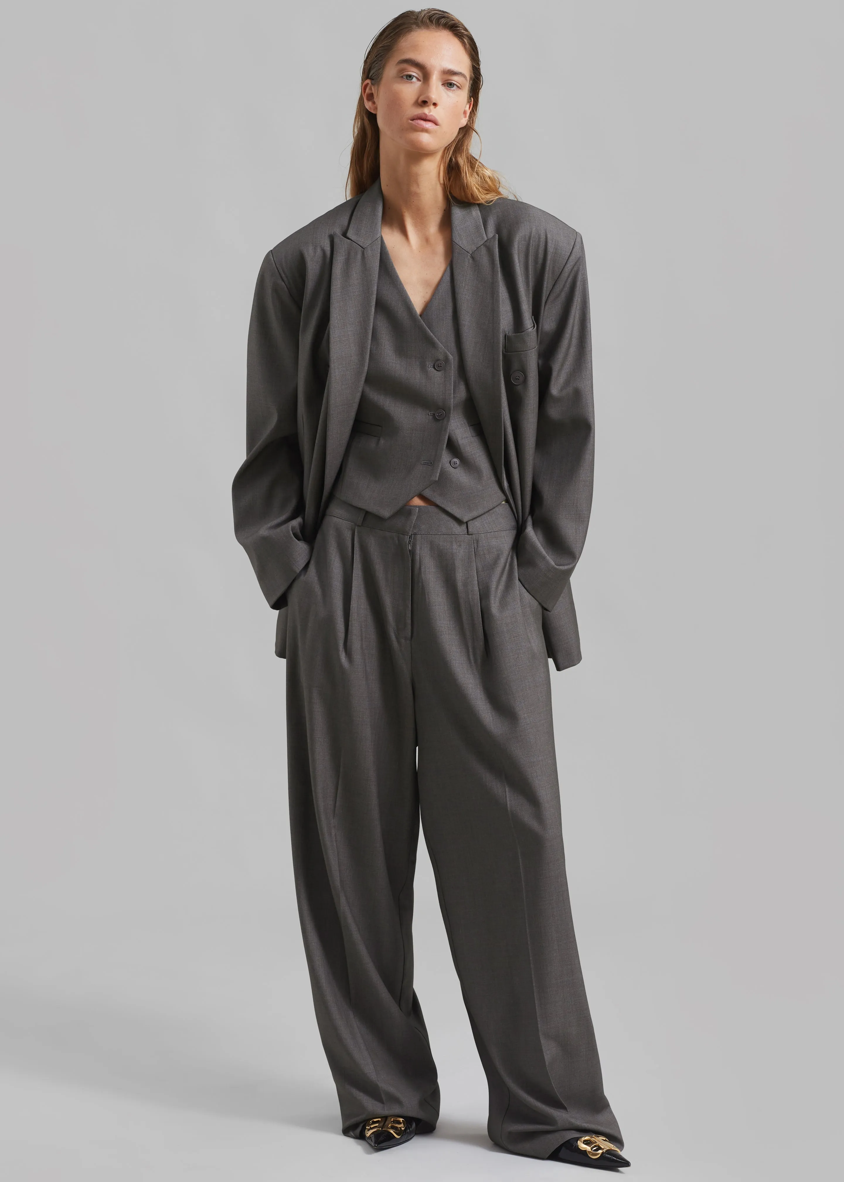 Ivey Double Breasted Blazer - Grey Melange sold by Frankie Shop product image thumbnail 2