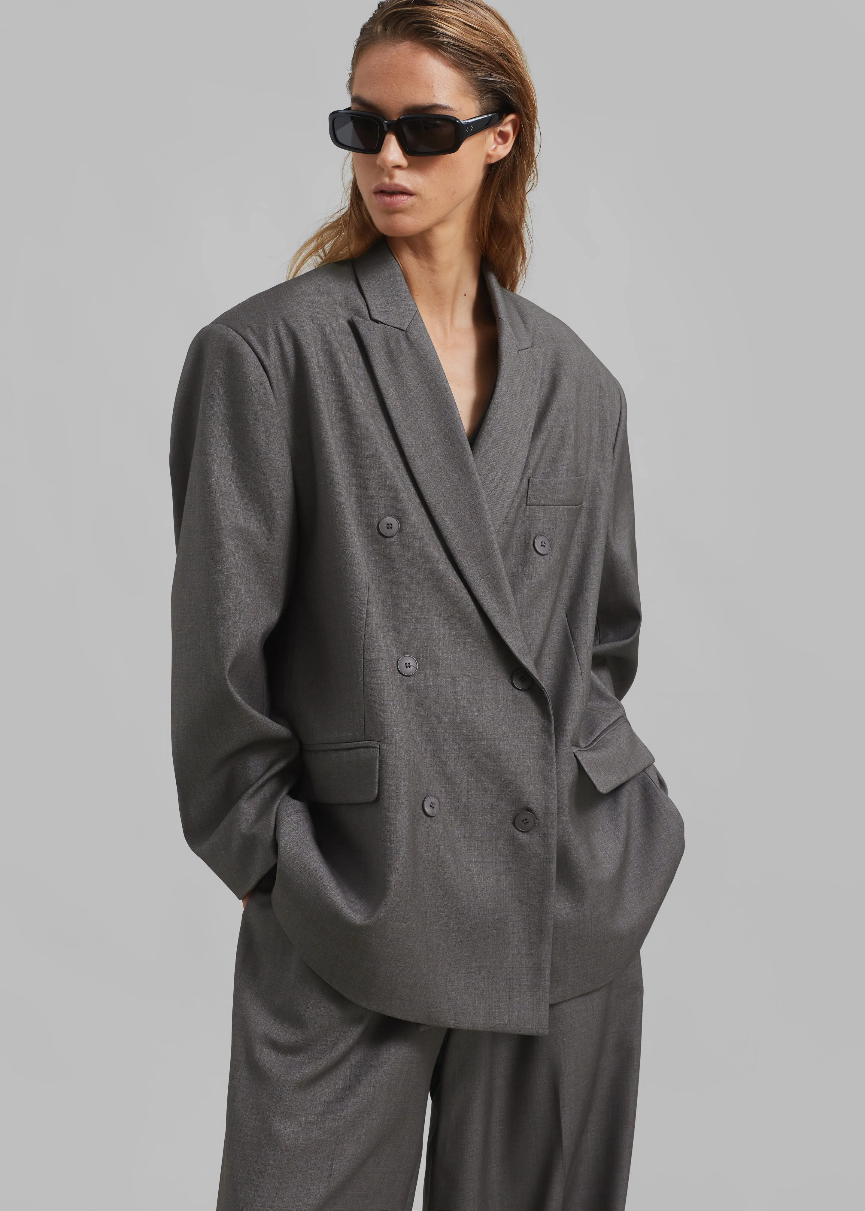Ivey Double Breasted Blazer - Grey Melange sold by Frankie Shop product image thumbnail 5