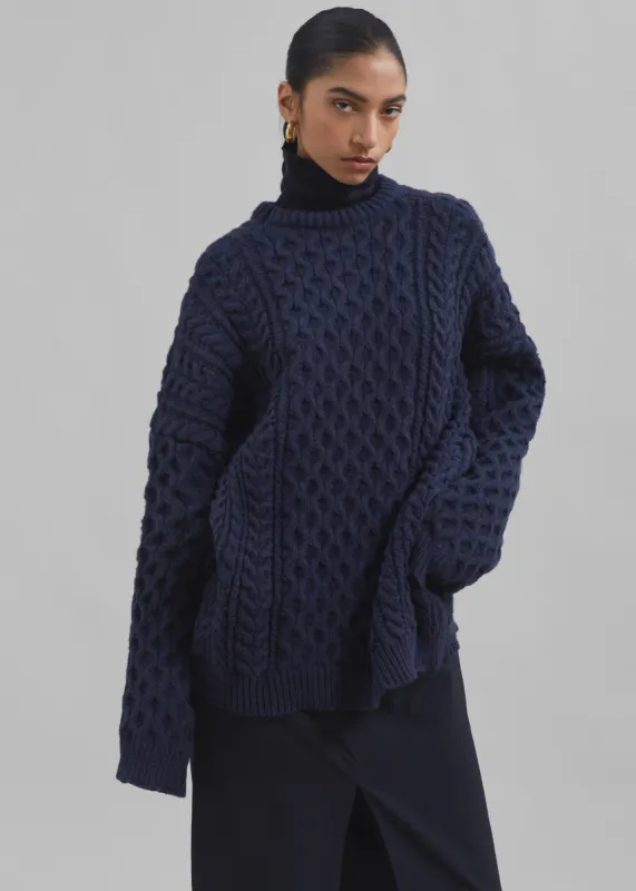 Kea Braided Sweater - Navy sold by Frankie Shop
