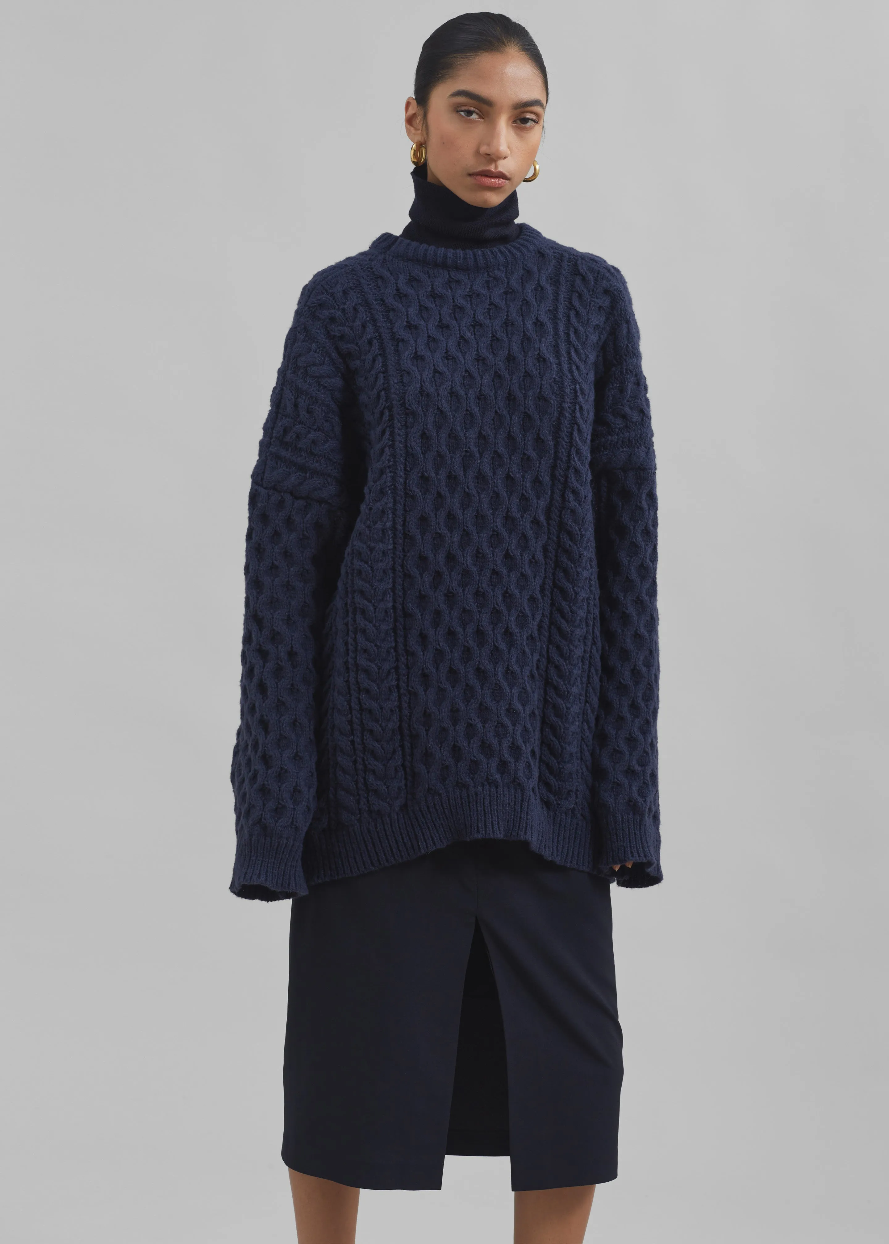 Kea Braided Sweater - Navy sold by Frankie Shop product image thumbnail 3