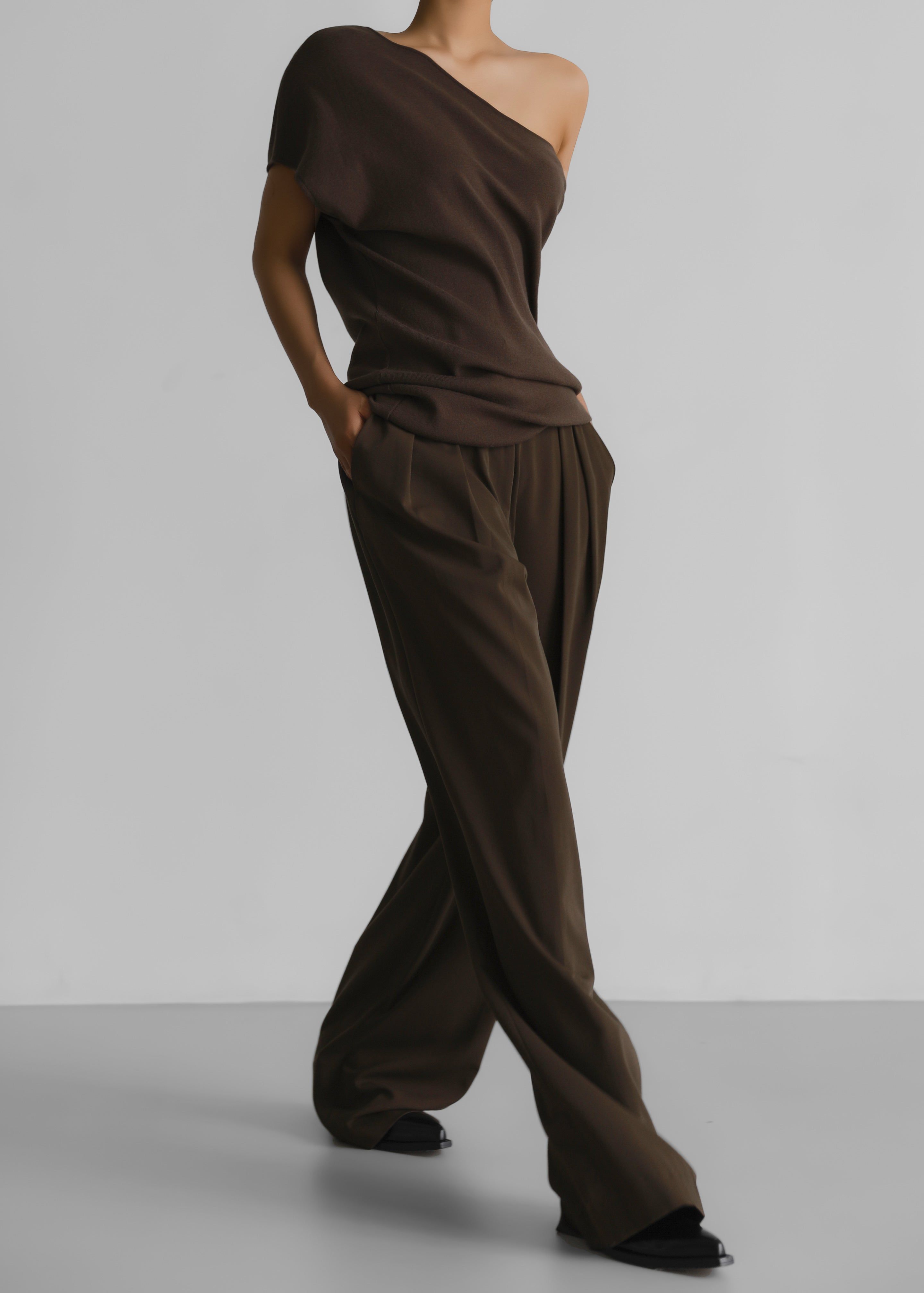 Nivi One Shoulder Knit Top - Brown sold by Frankie Shop product image thumbnail 4