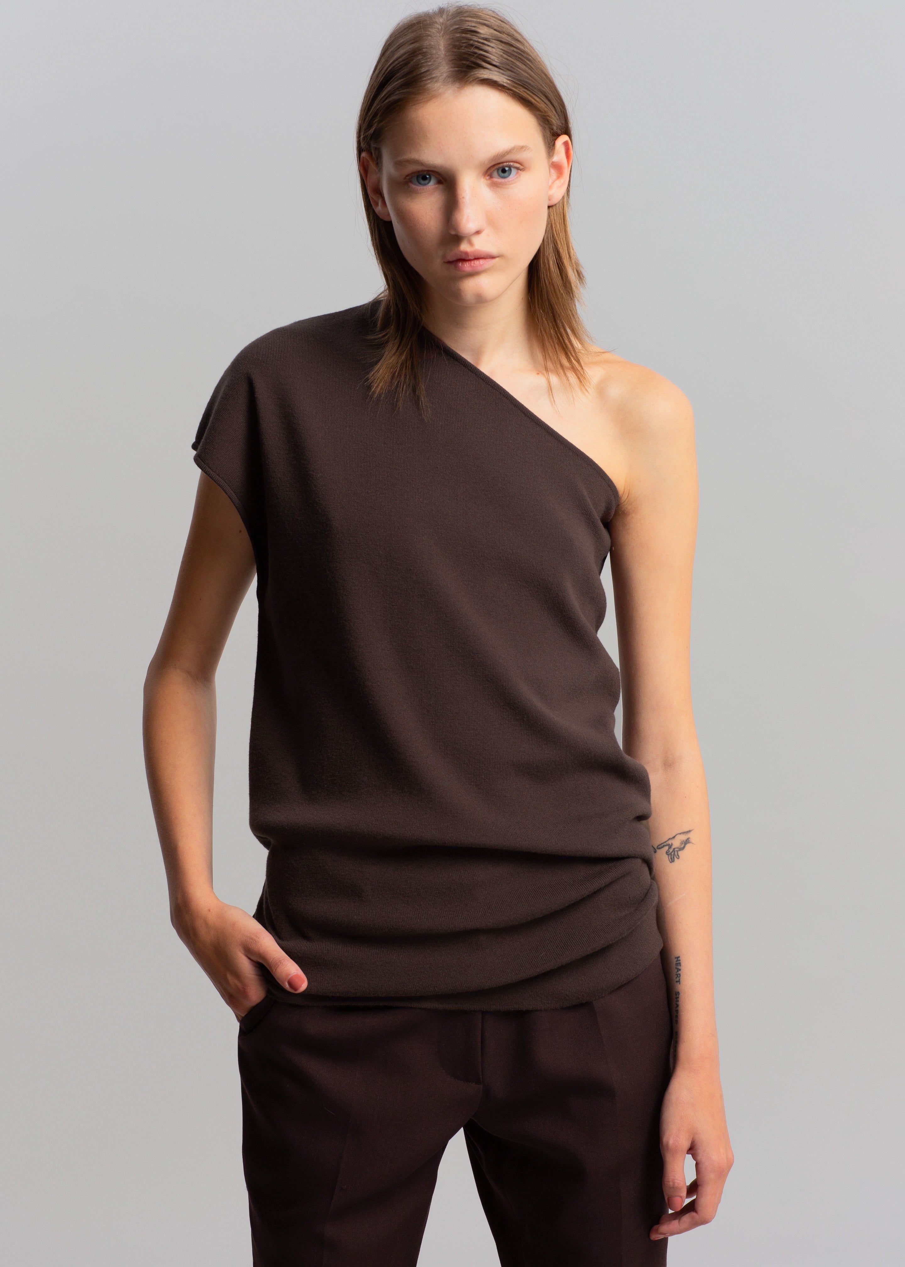 Nivi One Shoulder Knit Top - Brown sold by Frankie Shop product image thumbnail 8