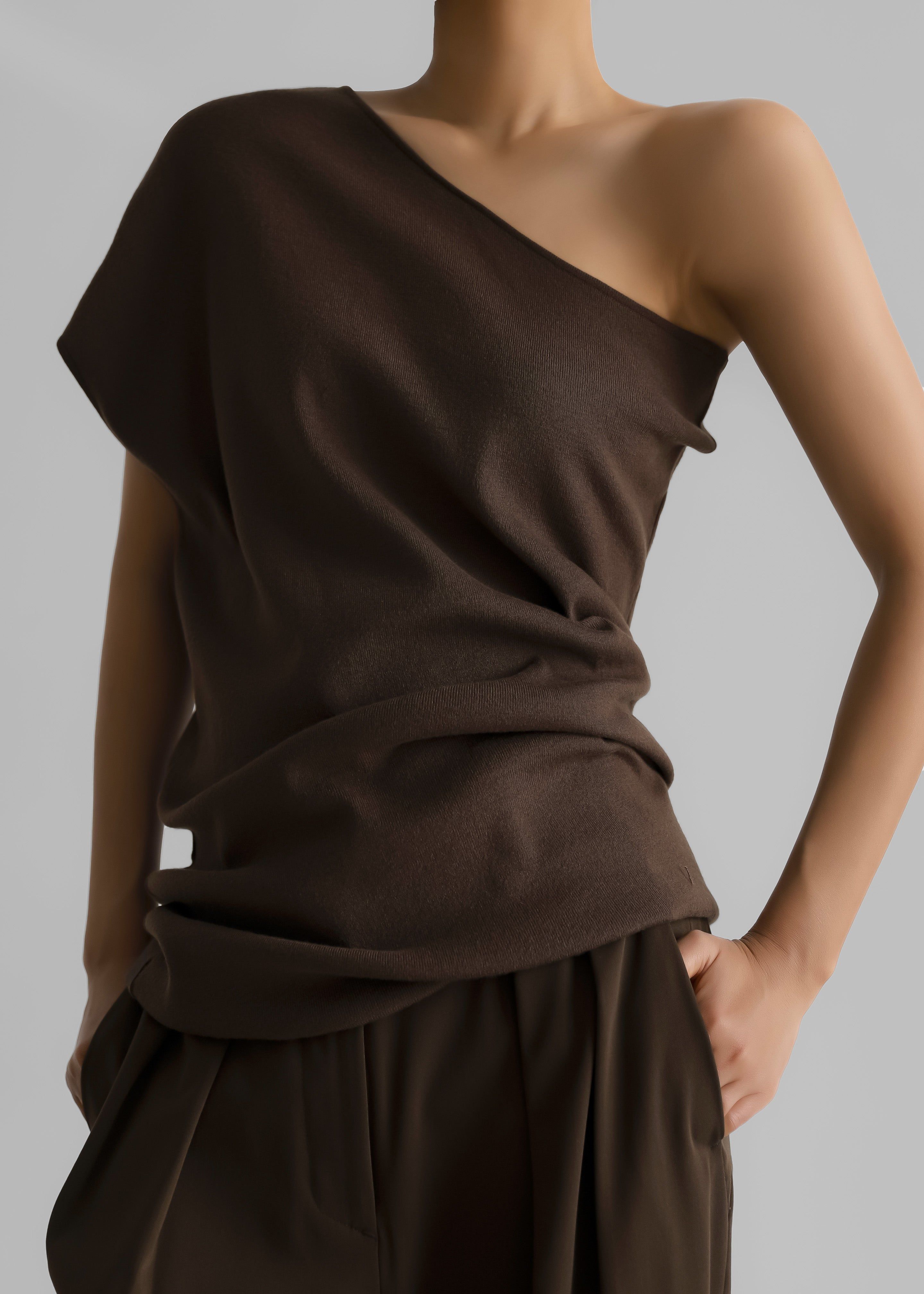 Nivi One Shoulder Knit Top - Brown sold by Frankie Shop product image thumbnail 2