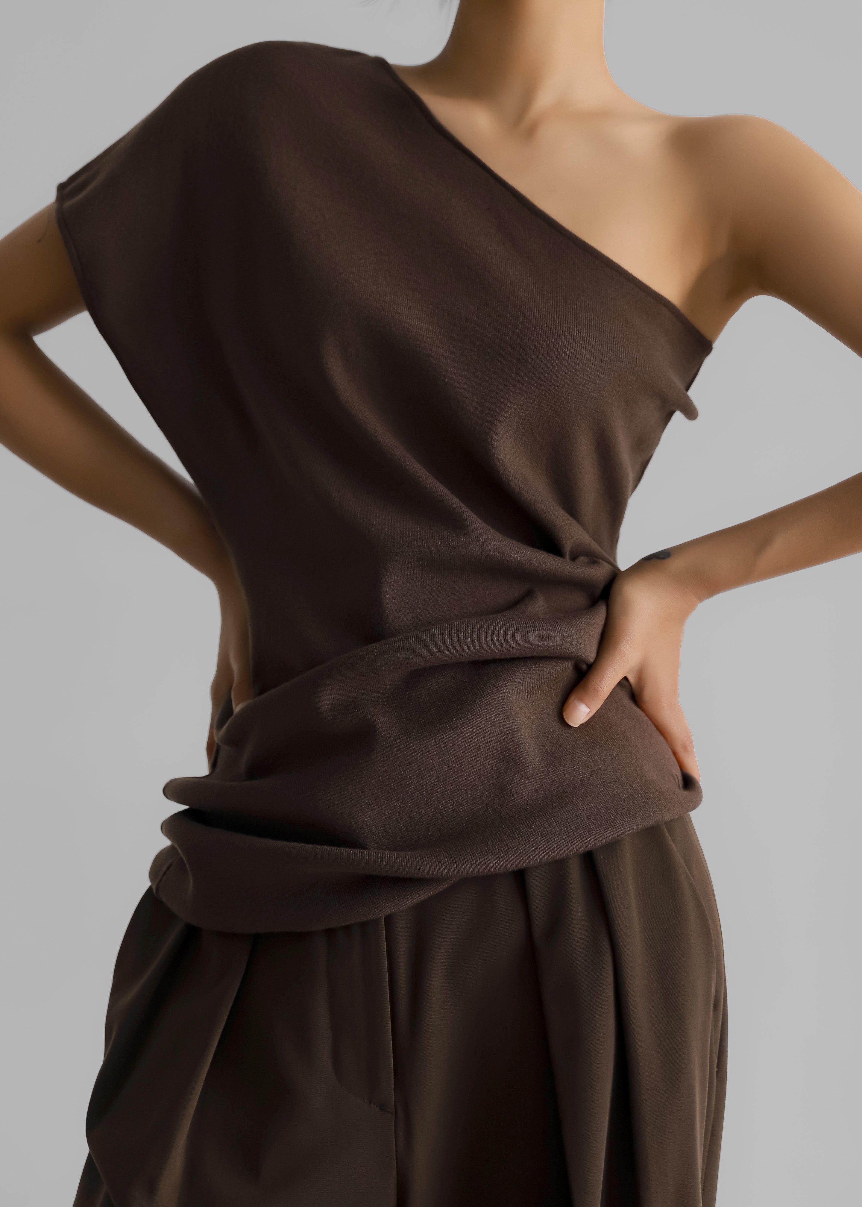 Nivi One Shoulder Knit Top - Brown sold by Frankie Shop product image thumbnail 5