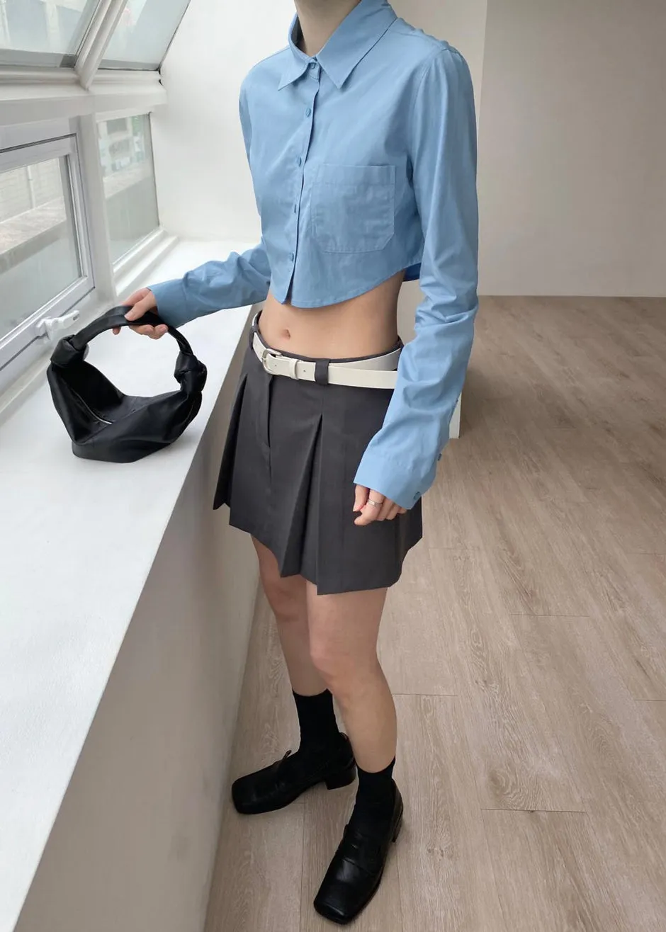 Eiko Cropped Shirt - Blue sold by Frankie Shop product image thumbnail 2
