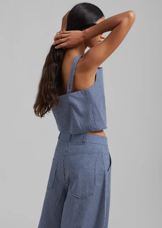 Rosalind Cropped Tank - White Stripe sold by Frankie Shop