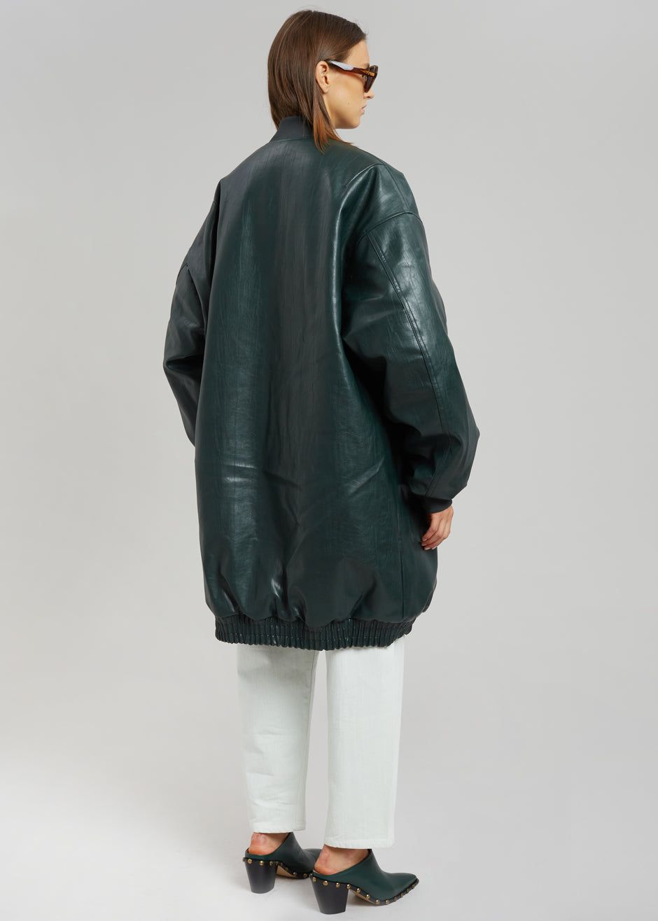 Jesse Long Faux Leather Bomber - Bottle Green sold by Frankie Shop product image thumbnail 14