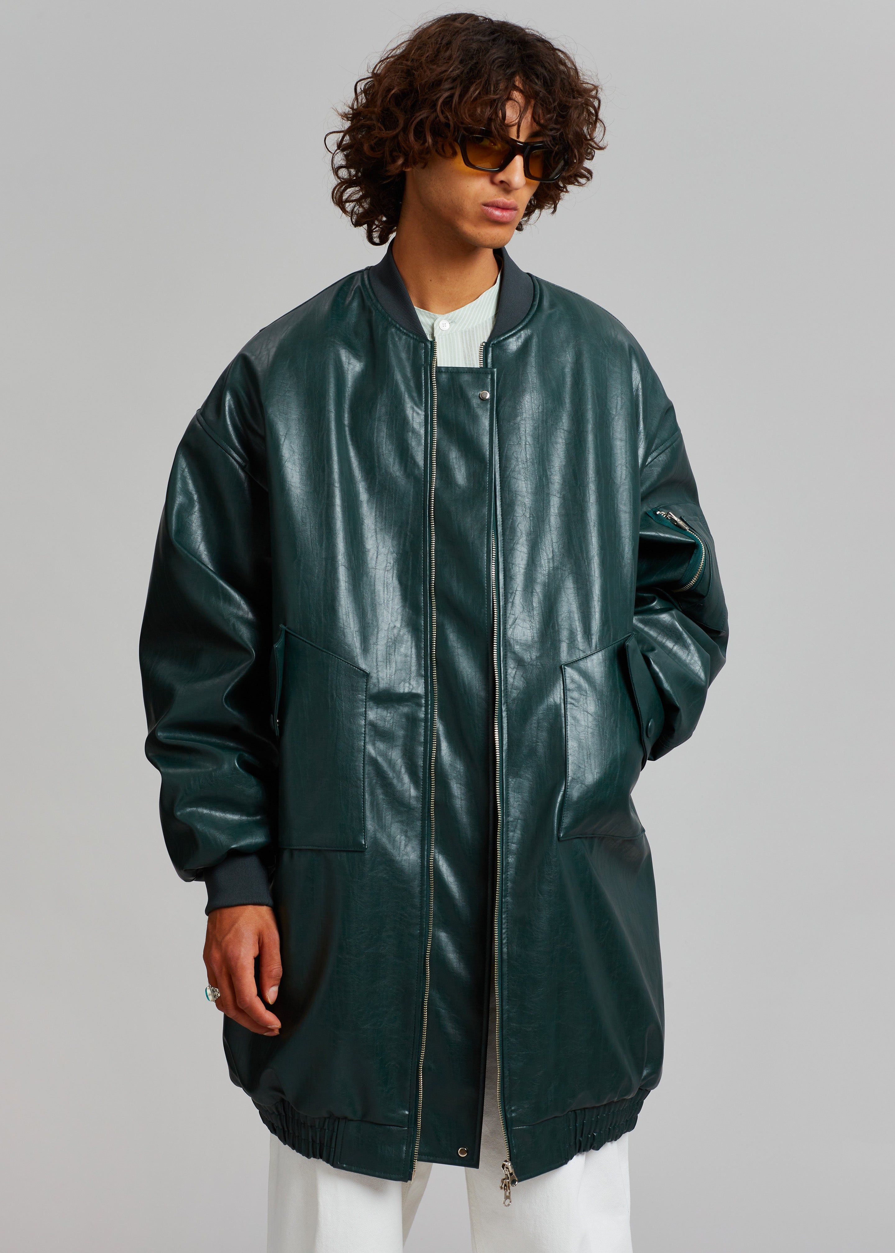 Jesse Long Faux Leather Bomber - Bottle Green sold by Frankie Shop product image thumbnail 16