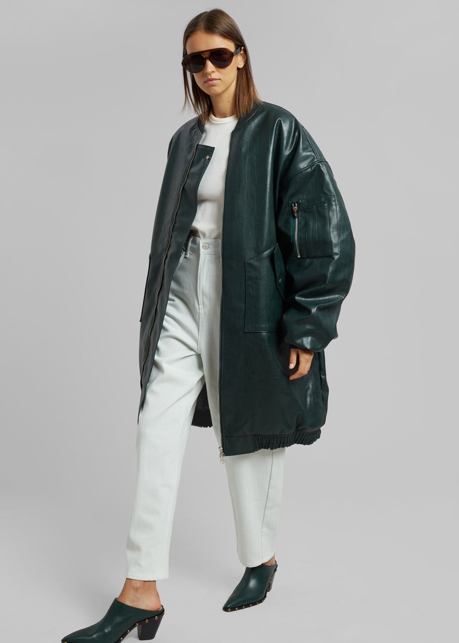 Jesse Long Faux Leather Bomber - Bottle Green sold by Frankie Shop product image thumbnail 8
