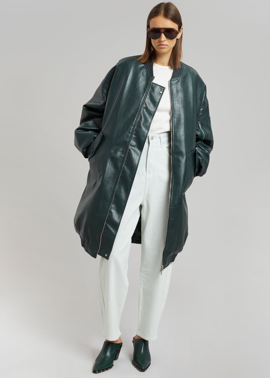 Jesse Long Faux Leather Bomber - Bottle Green sold by Frankie Shop product image thumbnail 3