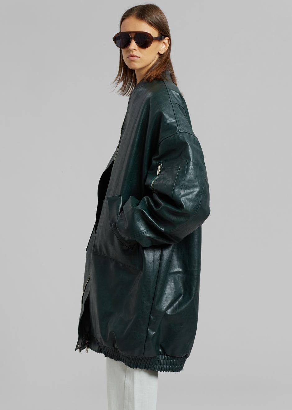 Jesse Long Faux Leather Bomber - Bottle Green sold by Frankie Shop product image thumbnail 12