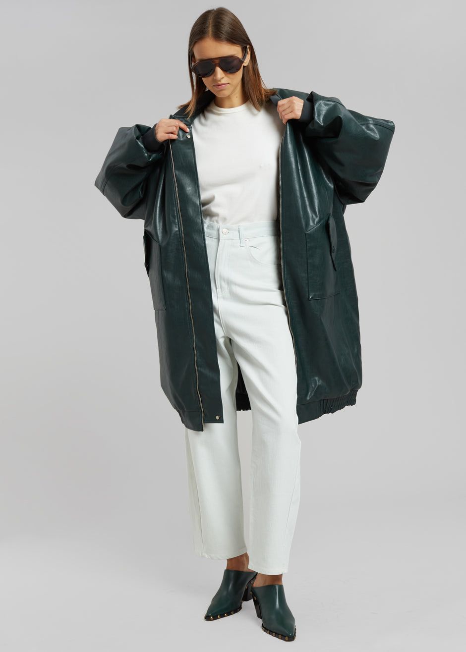 Jesse Long Faux Leather Bomber - Bottle Green sold by Frankie Shop product image thumbnail 10