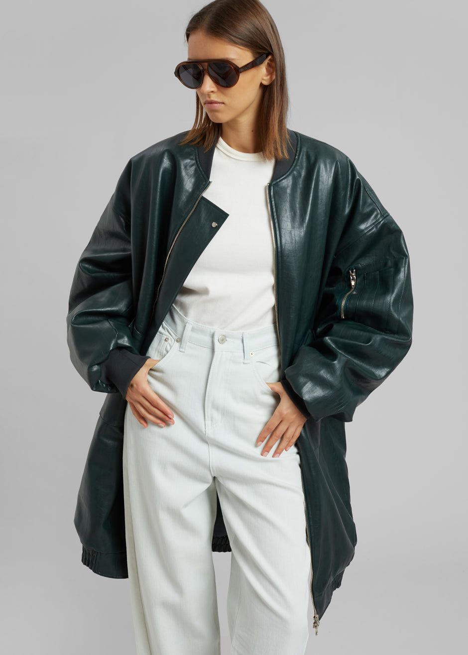 Jesse Long Faux Leather Bomber - Bottle Green sold by Frankie Shop product image thumbnail 11