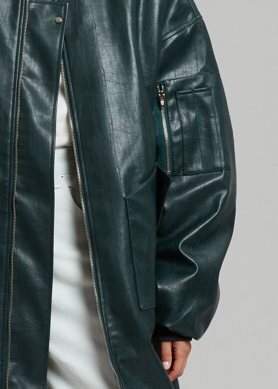 Jesse Long Faux Leather Bomber - Bottle Green sold by Frankie Shop product image thumbnail 6
