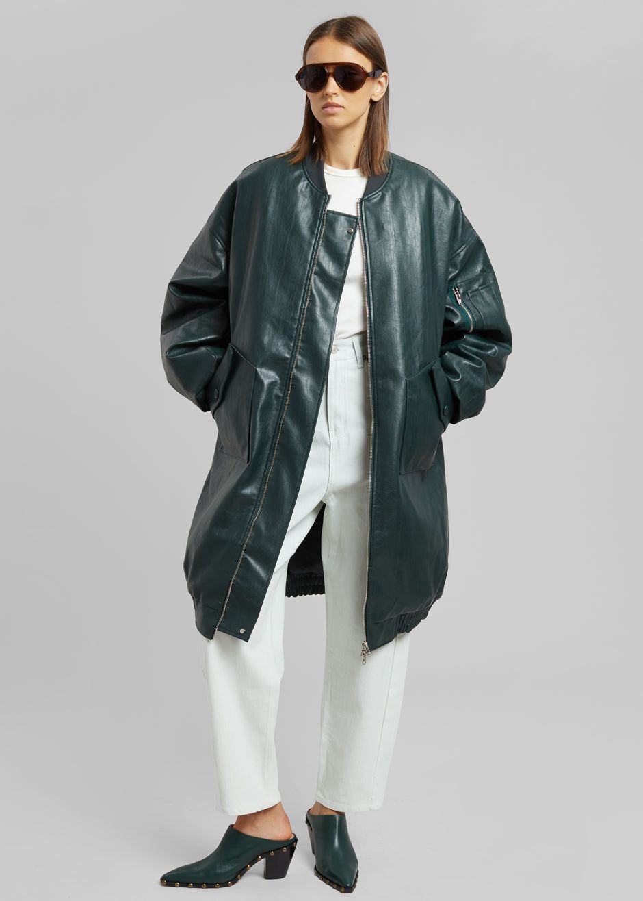 Jesse Long Faux Leather Bomber - Bottle Green sold by Frankie Shop product image thumbnail 7