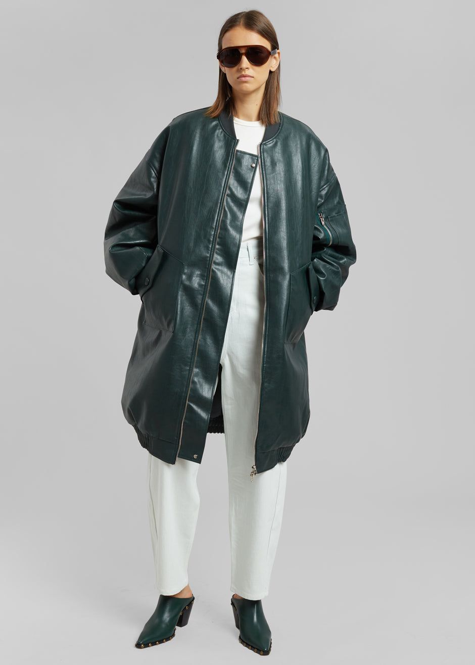 Jesse Long Faux Leather Bomber - Bottle Green sold by Frankie Shop product image thumbnail 13