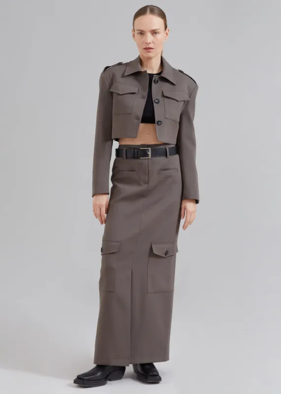 Eden Cropped Cargo Jacket - Grey sold by Frankie Shop