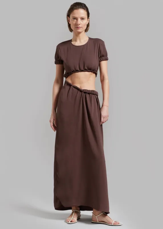 Christopher Esber Roll Sleeve Tee Dress - Chocolate sold by Frankie Shop