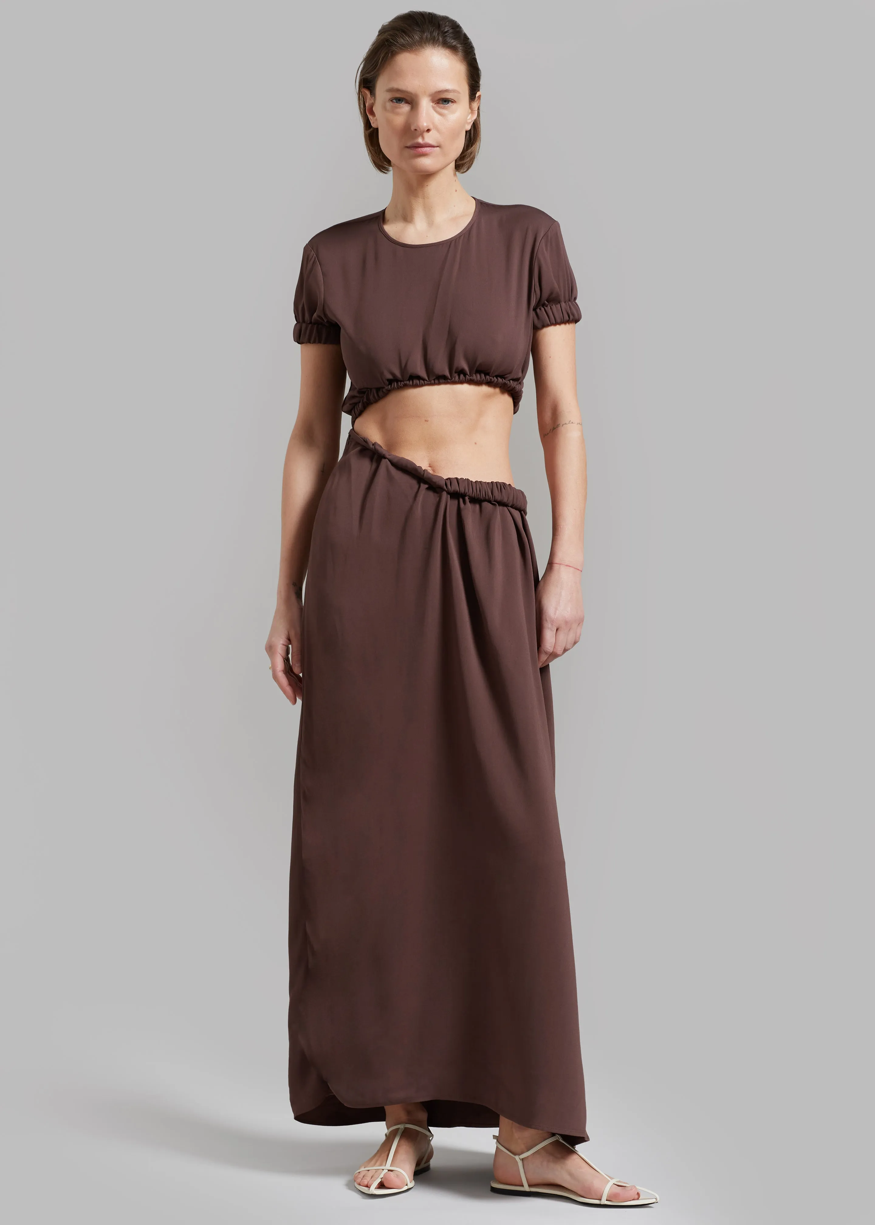 Christopher Esber Roll Sleeve Tee Dress - Chocolate sold by Frankie Shop