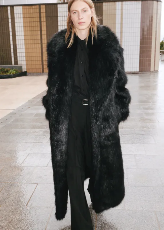 Joan Long Faux Fur Coat - Black sold by Frankie Shop