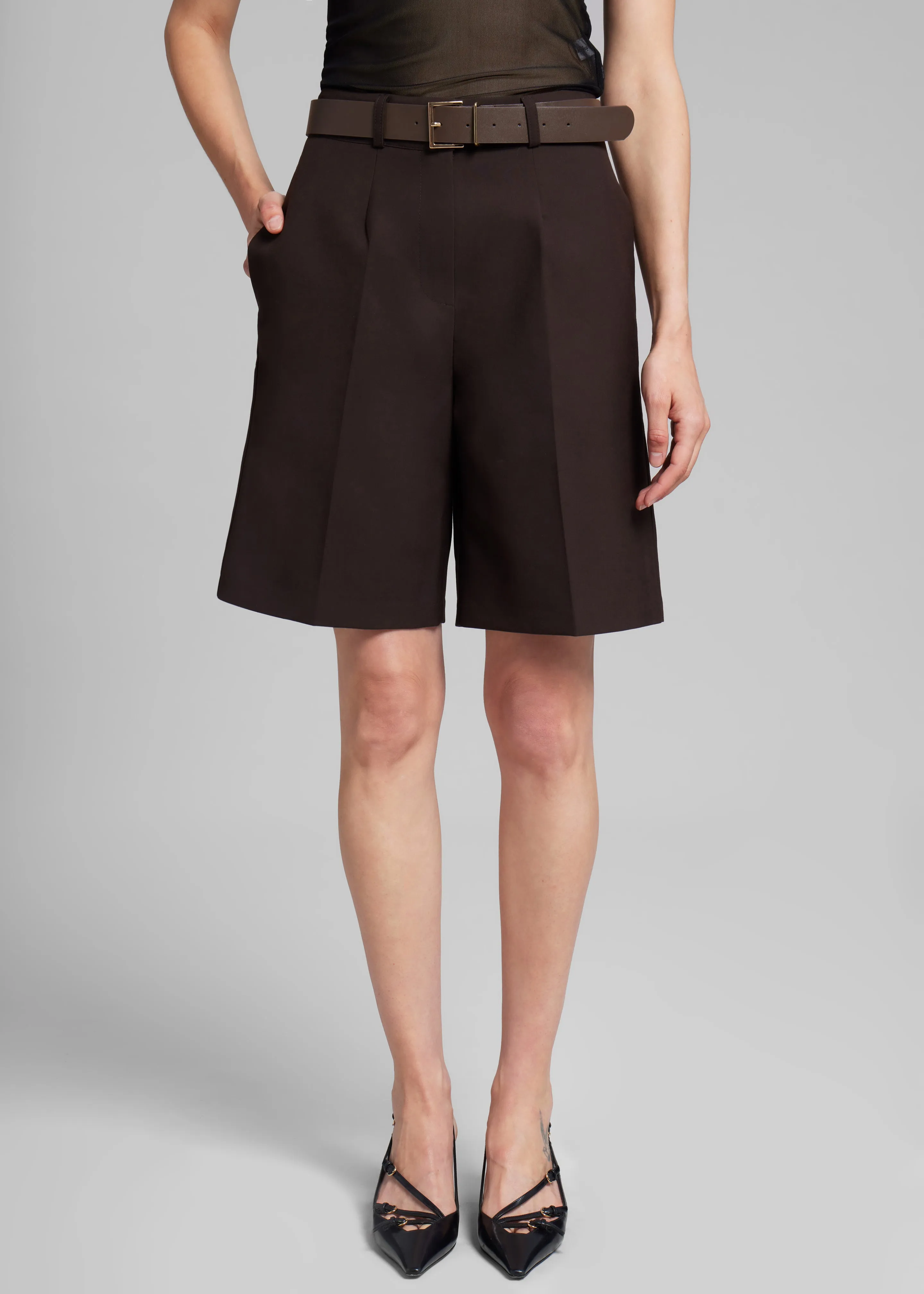 Maura Bermuda Shorts - Brown sold by Frankie Shop
