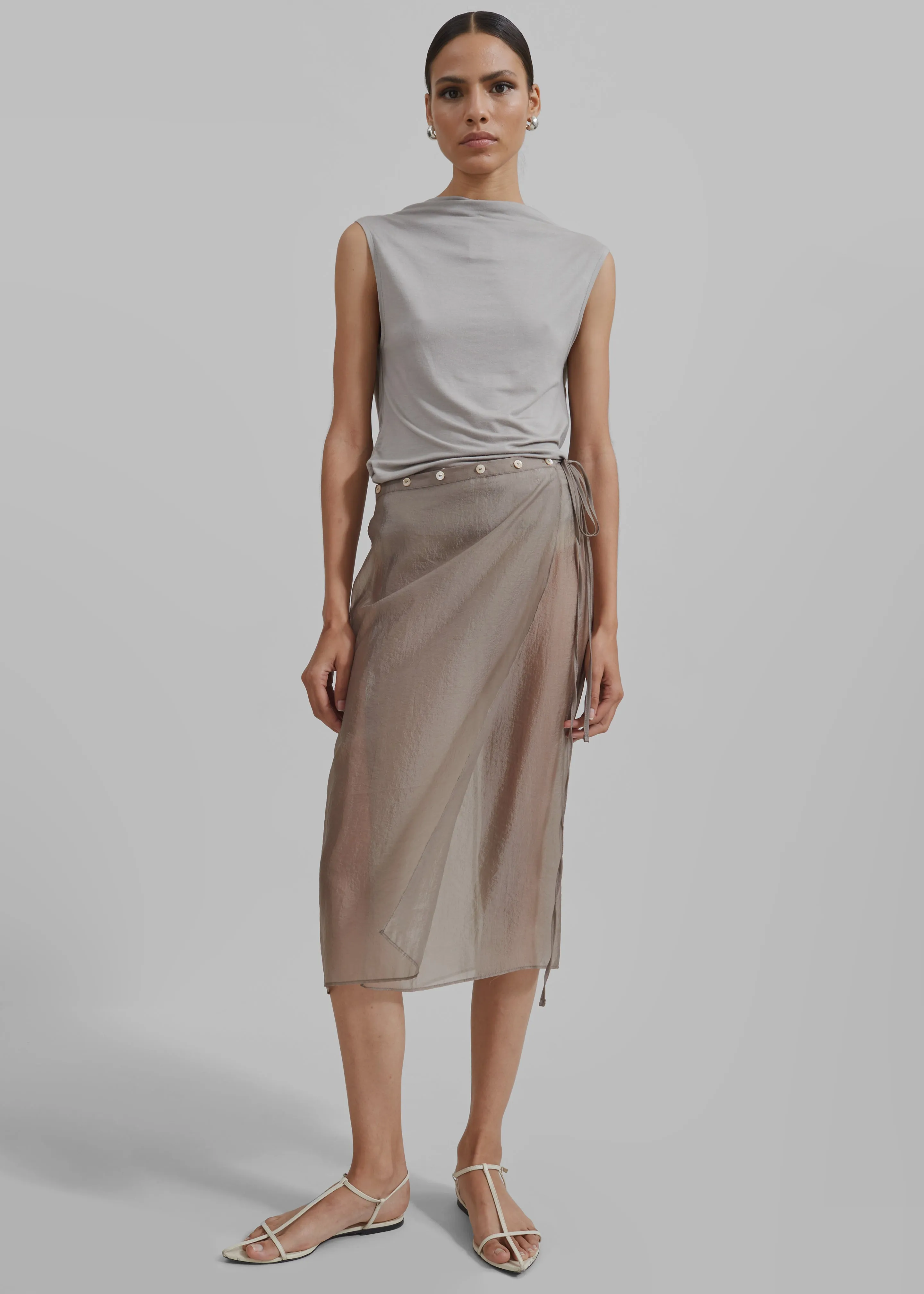 ★overdue flair★ SHEER LAYERED WRAP SKIRT_BEIGE SHEER LAYERED WRAP SKIRT_BEIGE - overdue flair