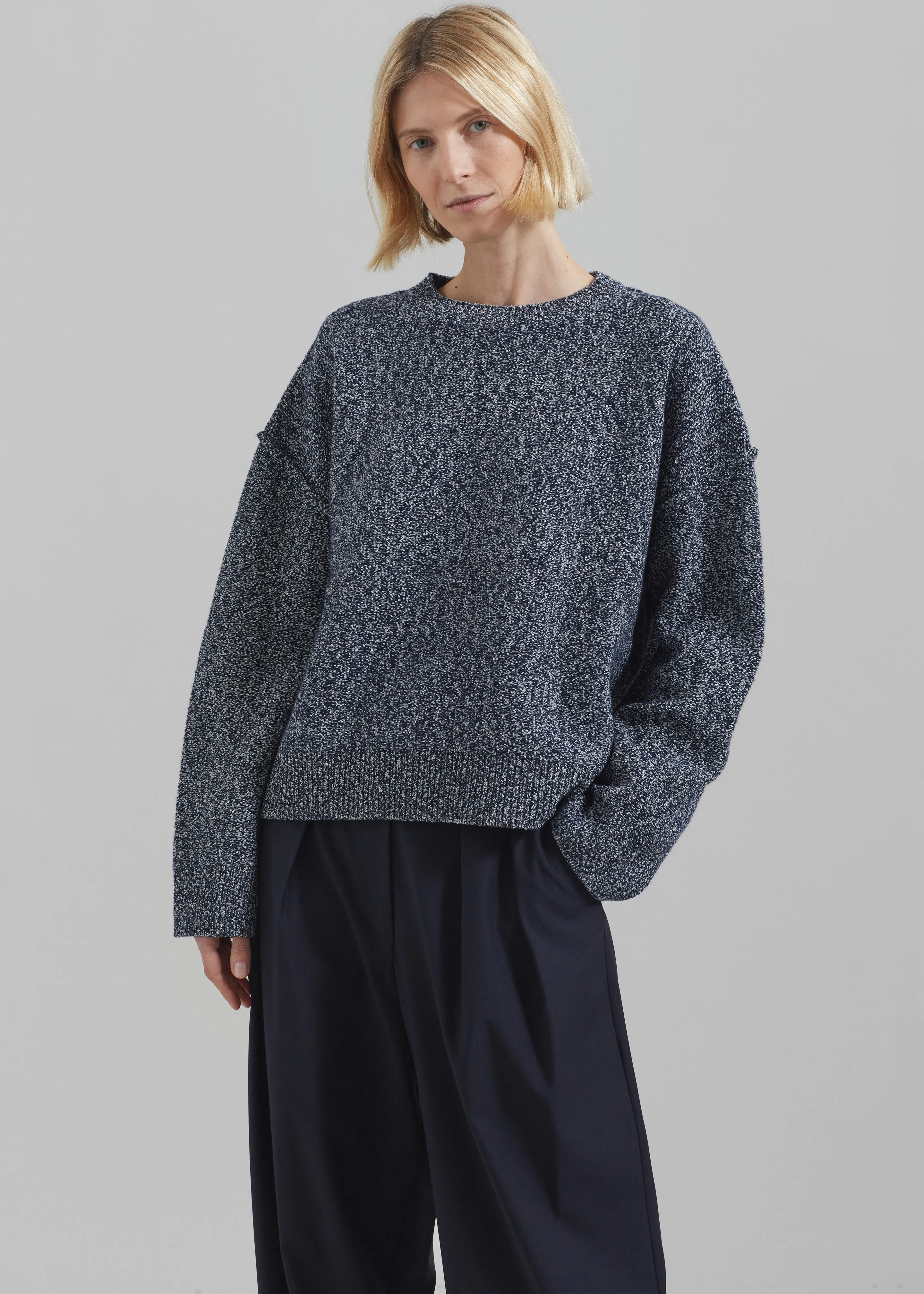 Proenza Schouler White Label Remy Sweater In Marled Knits - Dark Blue/Off White sold by Frankie Shop product image thumbnail 2