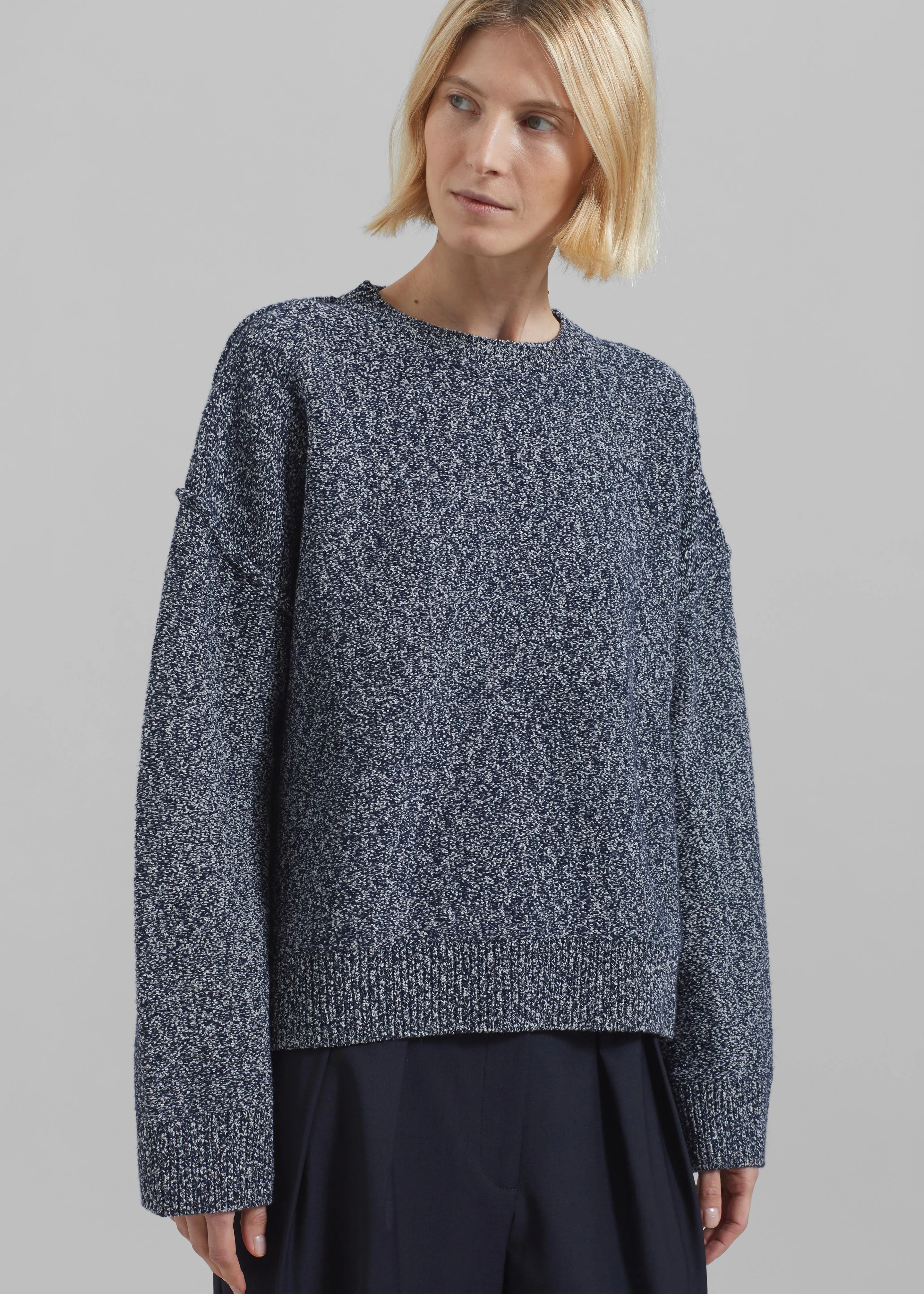 Proenza Schouler White Label Remy Sweater In Marled Knits - Dark Blue/Off White sold by Frankie Shop product image thumbnail 4