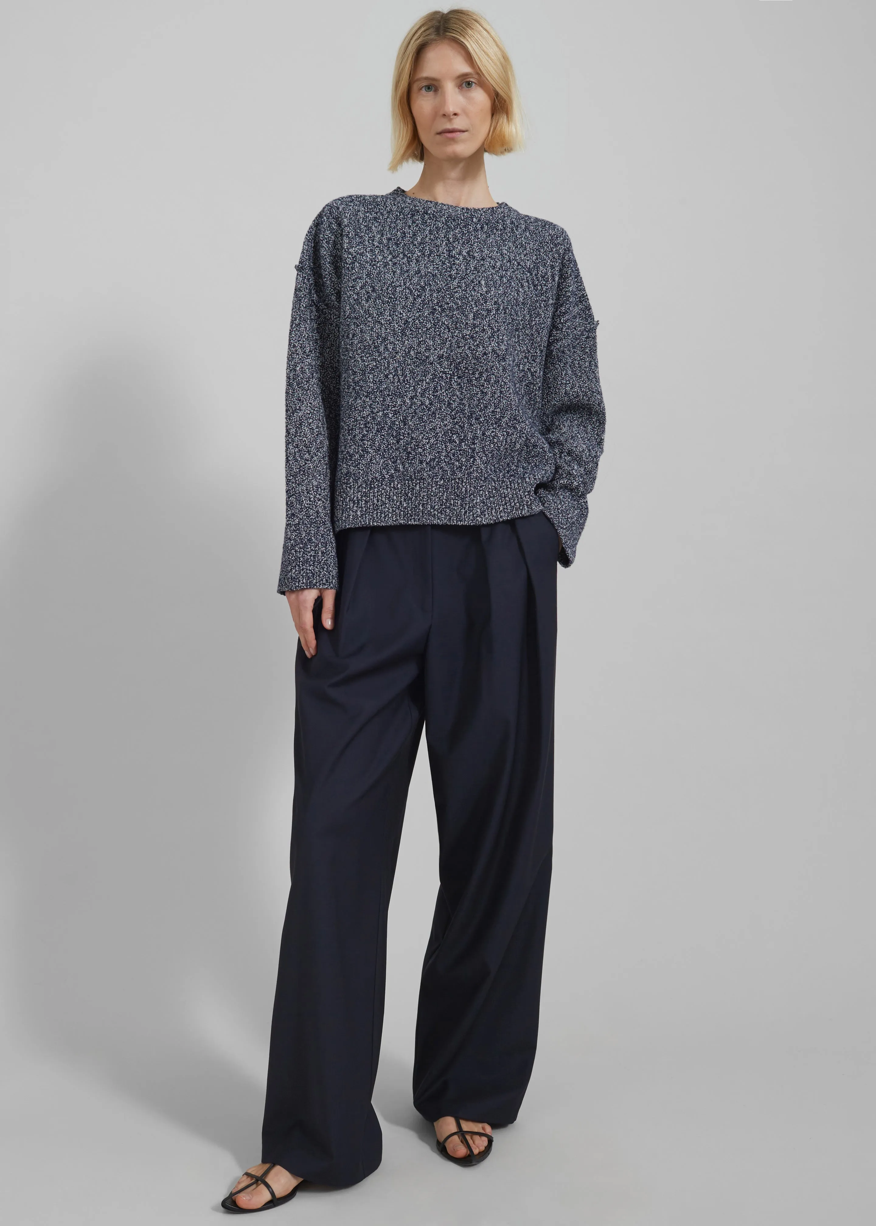 Proenza Schouler White Label Remy Sweater In Marled Knits - Dark Blue/Off White sold by Frankie Shop