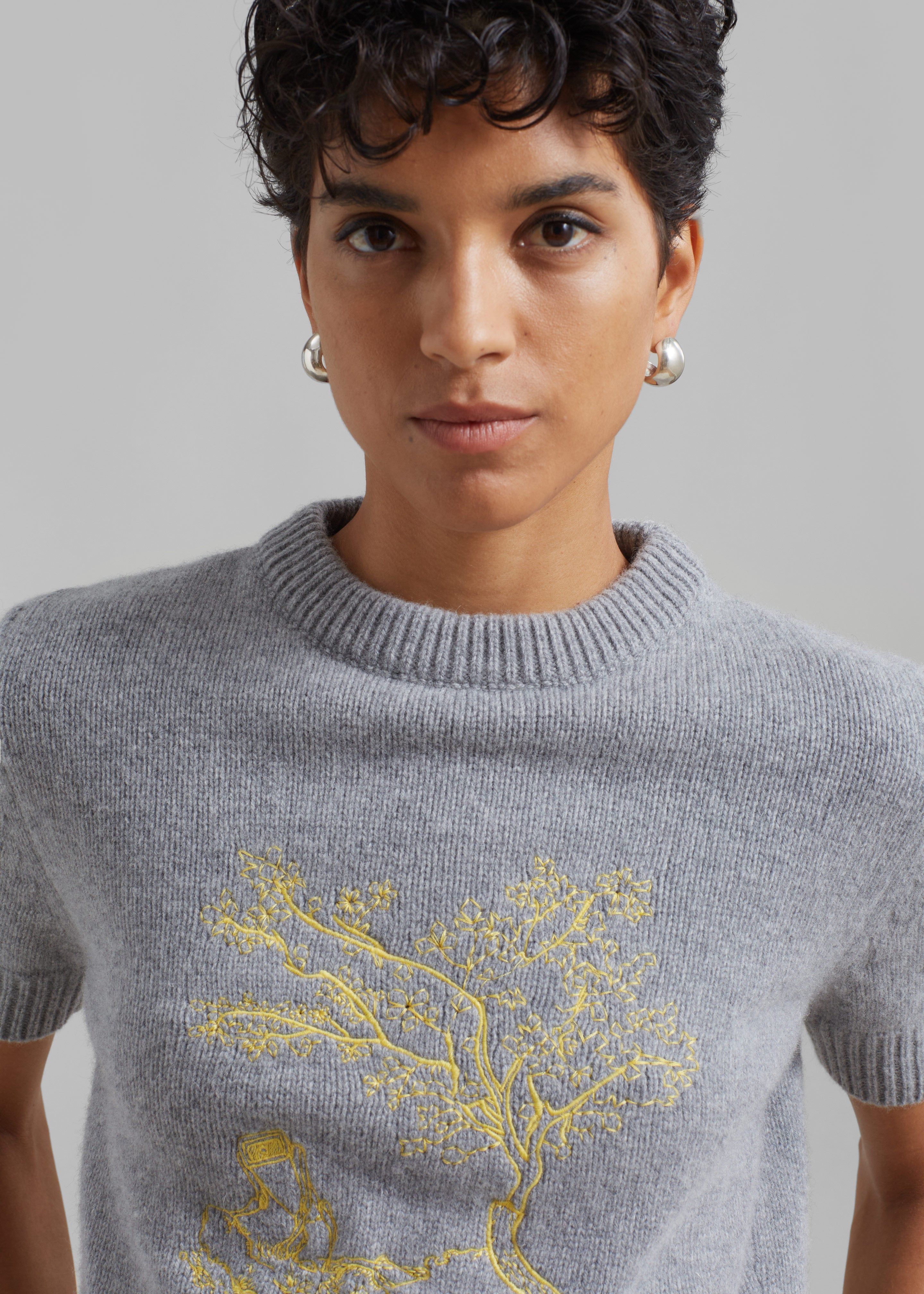 Coperni Cashmere Embroidered Cropped Sweater - Grey sold by Frankie Shop product image thumbnail 2