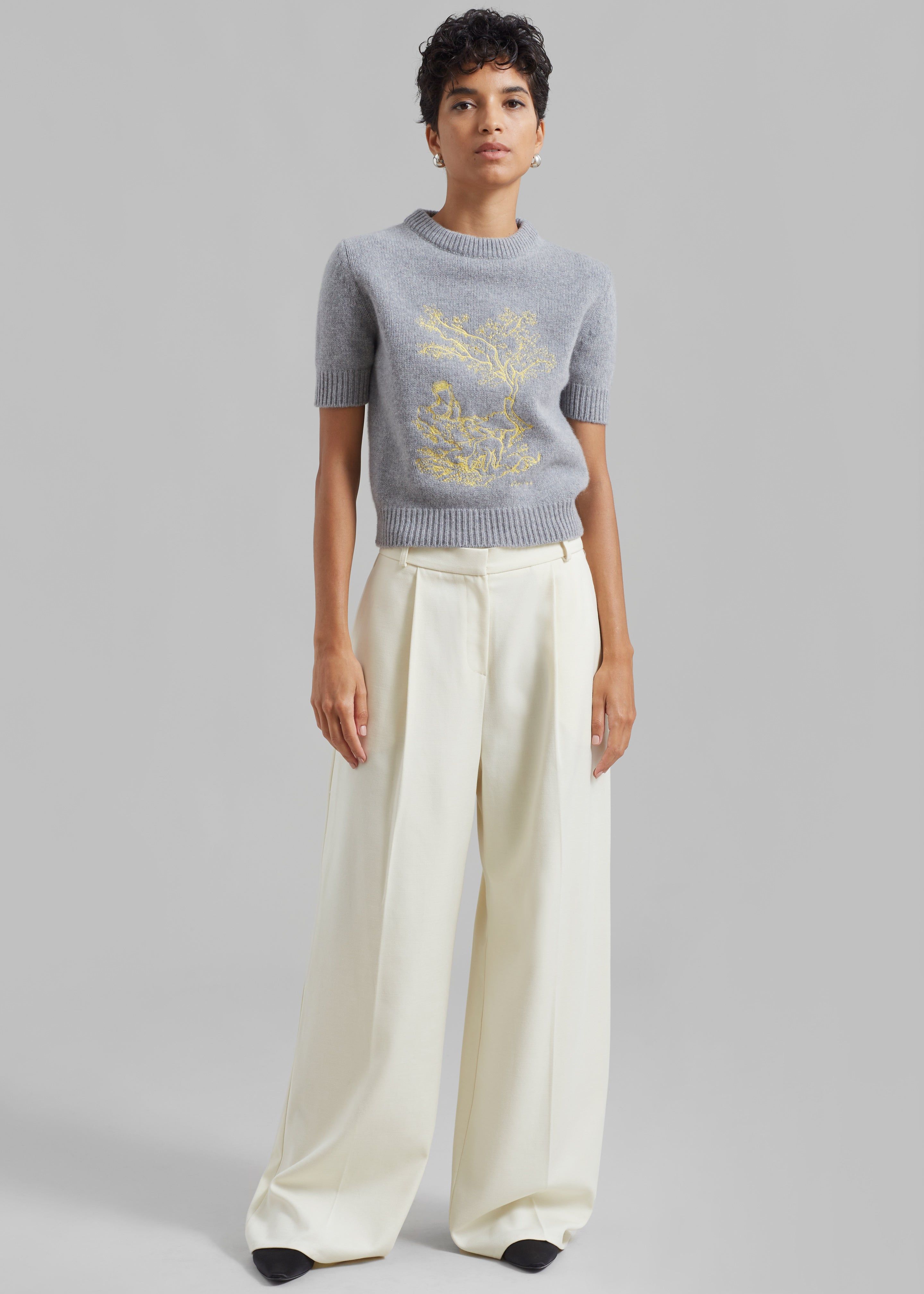 Coperni Cashmere Embroidered Cropped Sweater - Grey sold by Frankie Shop product image thumbnail 3