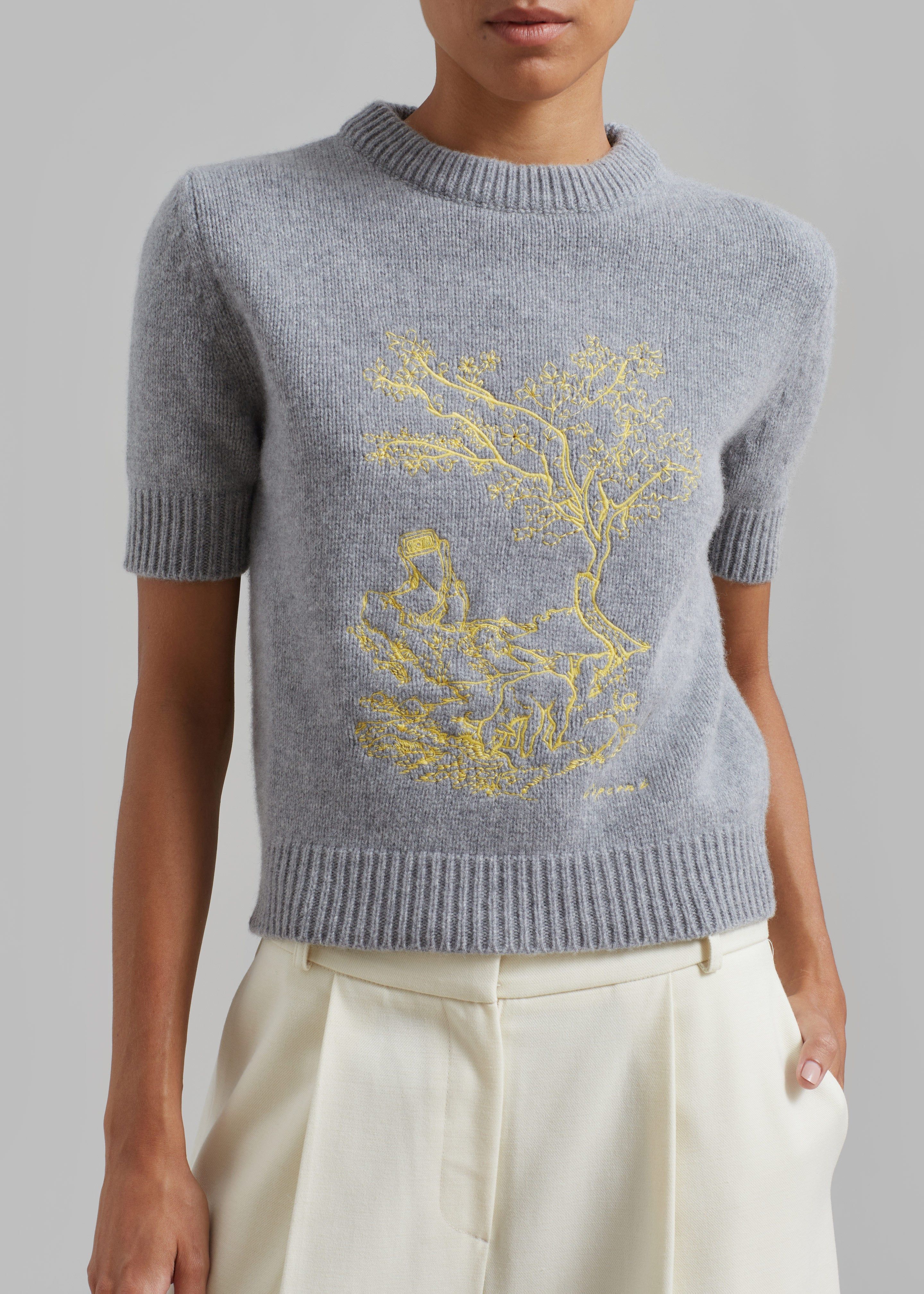 Coperni Cashmere Embroidered Cropped Sweater - Grey sold by Frankie Shop product image thumbnail 5