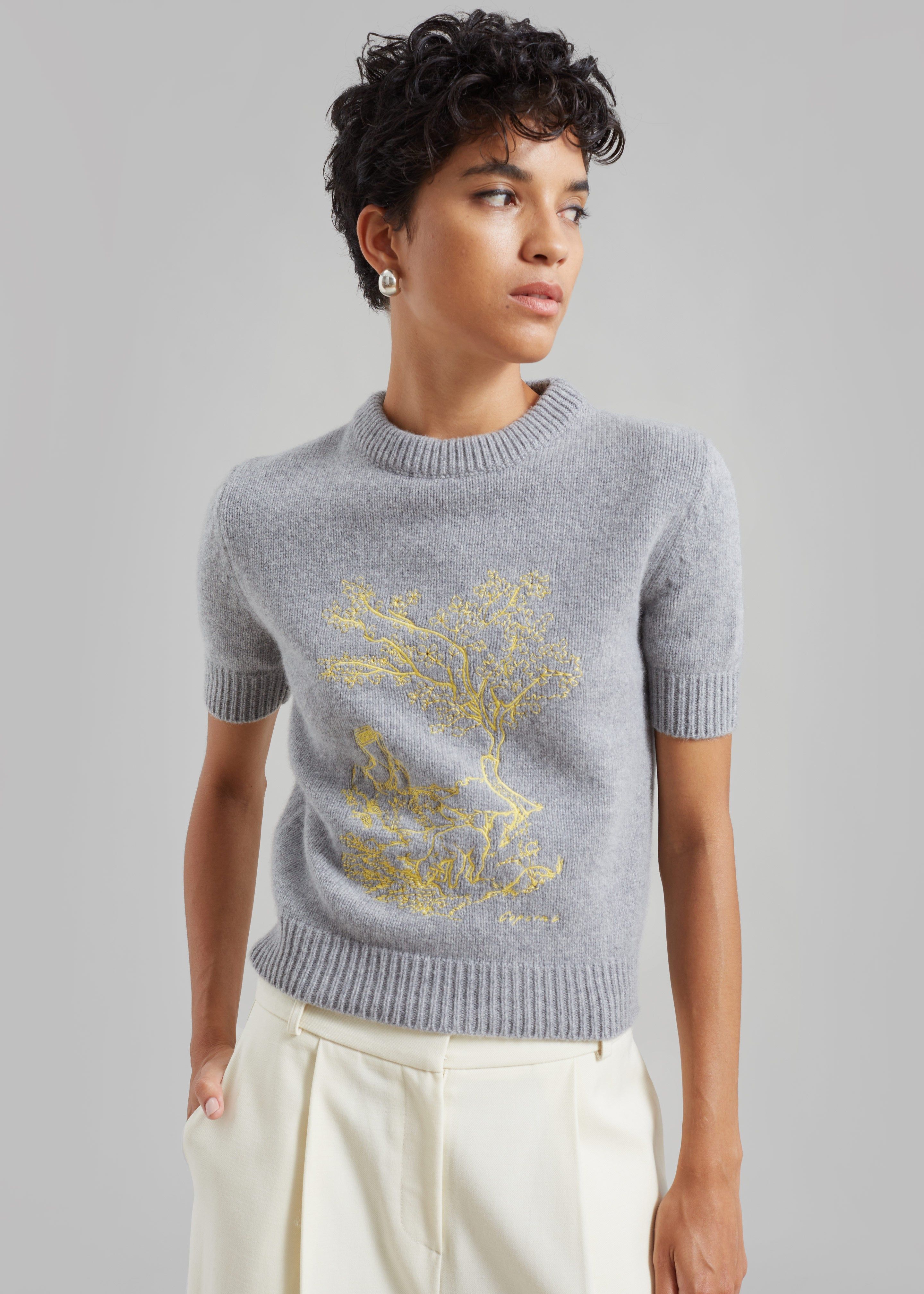 Coperni Cashmere Embroidered Cropped Sweater - Grey sold by Frankie Shop product image thumbnail 4