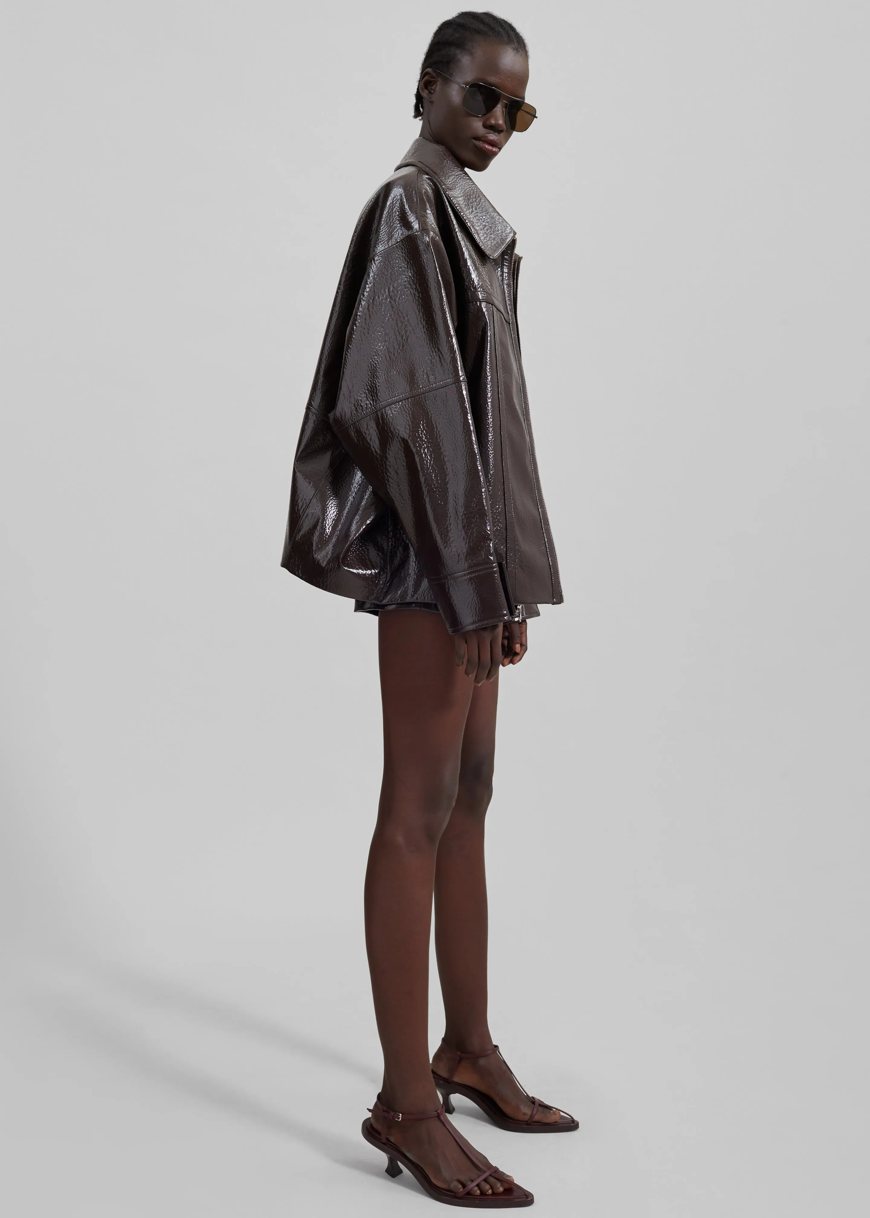 Arbor Crackled Faux Leather Jacket - Brown sold by Frankie Shop product image thumbnail 2