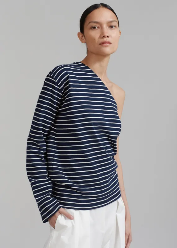 Jean One Shoulder Top - Navy sold by Frankie Shop
