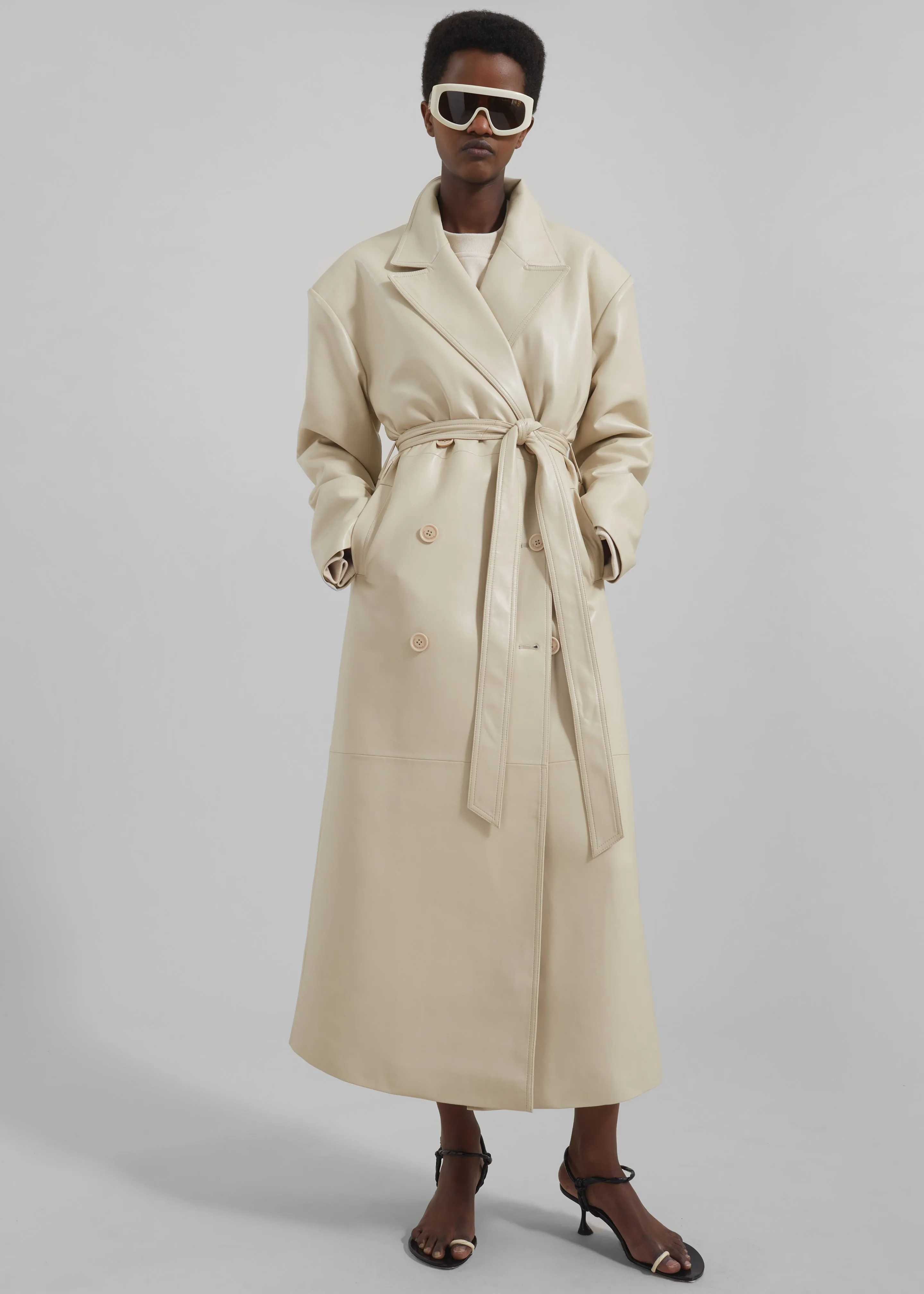 Tina Faux Leather Trench Coat - Mastic sold by Frankie Shop