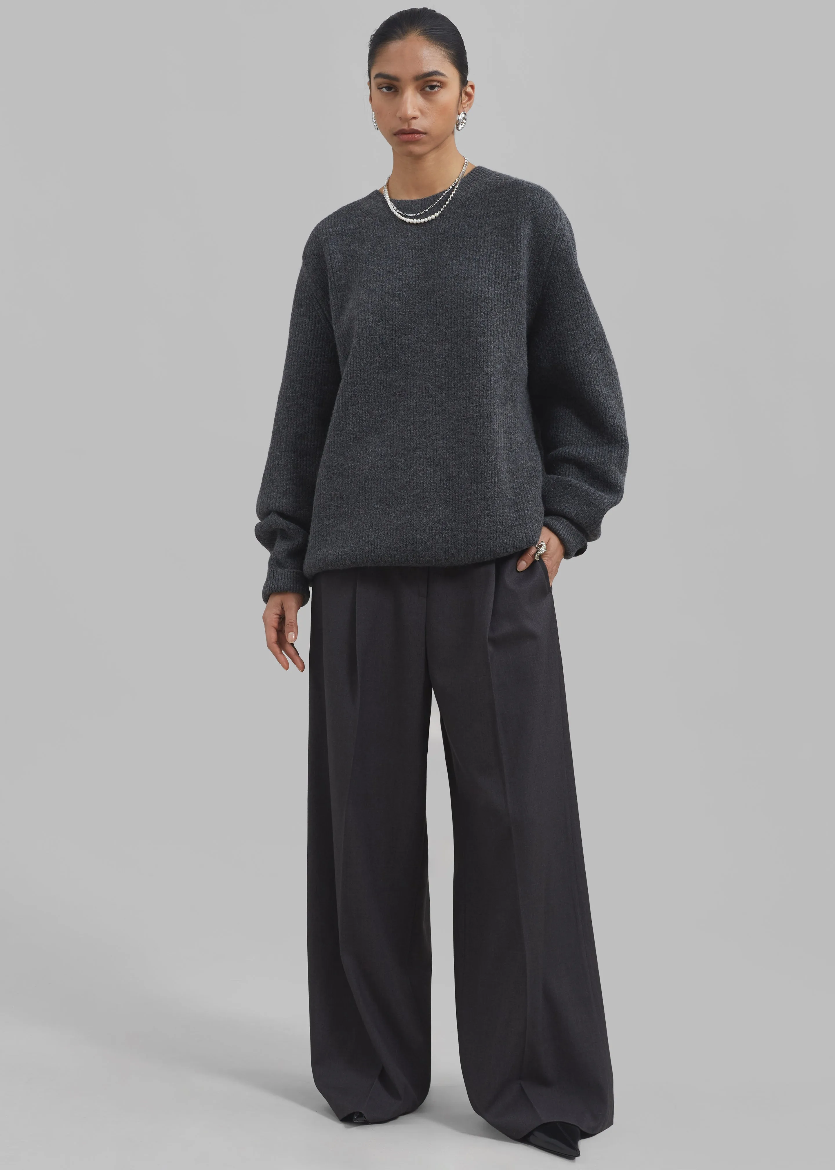 Dariel Pleated Trousers - Charcoal sold by Frankie Shop