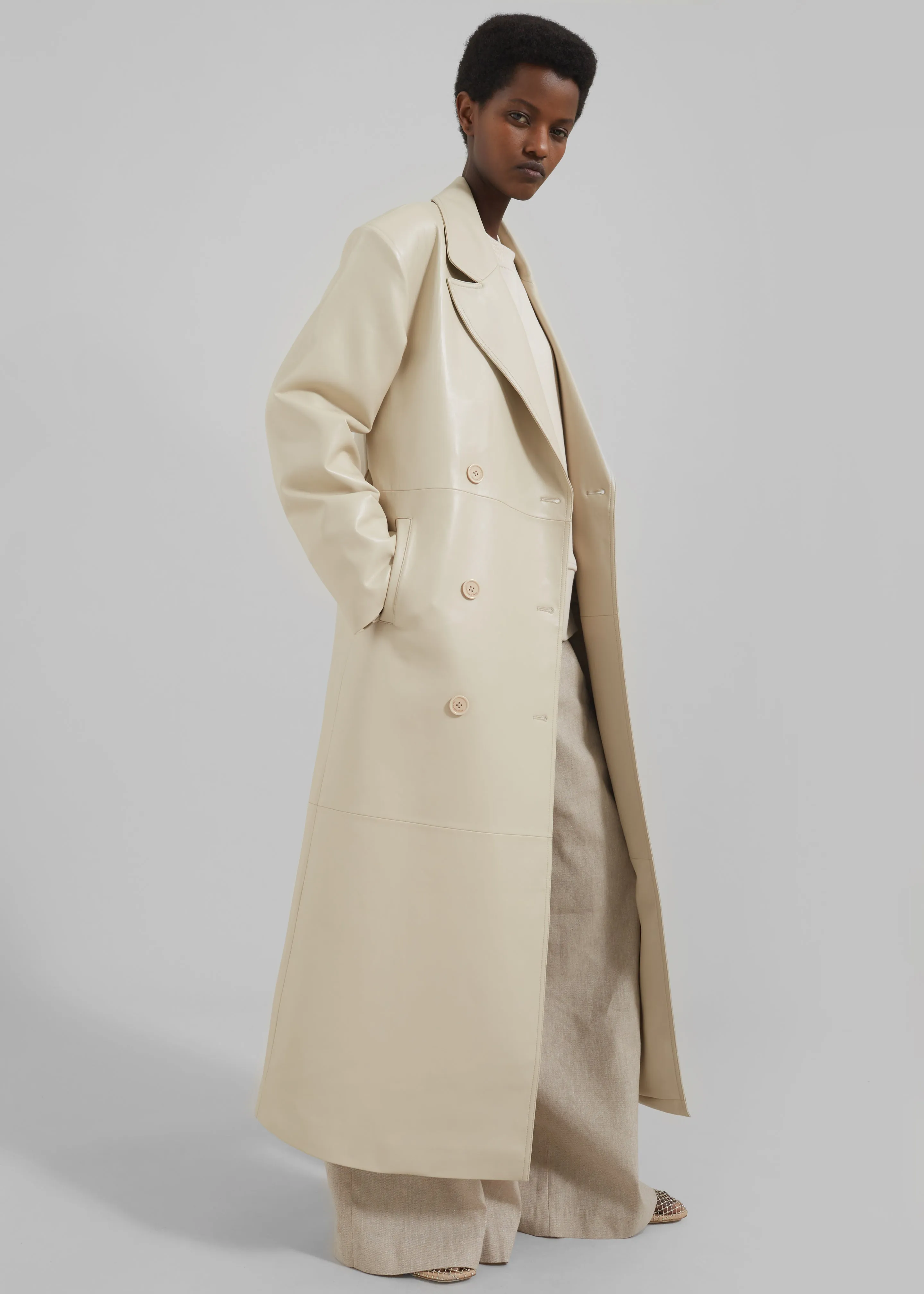 Tina Faux Leather Trench Coat - Mastic sold by Frankie Shop product image thumbnail 4