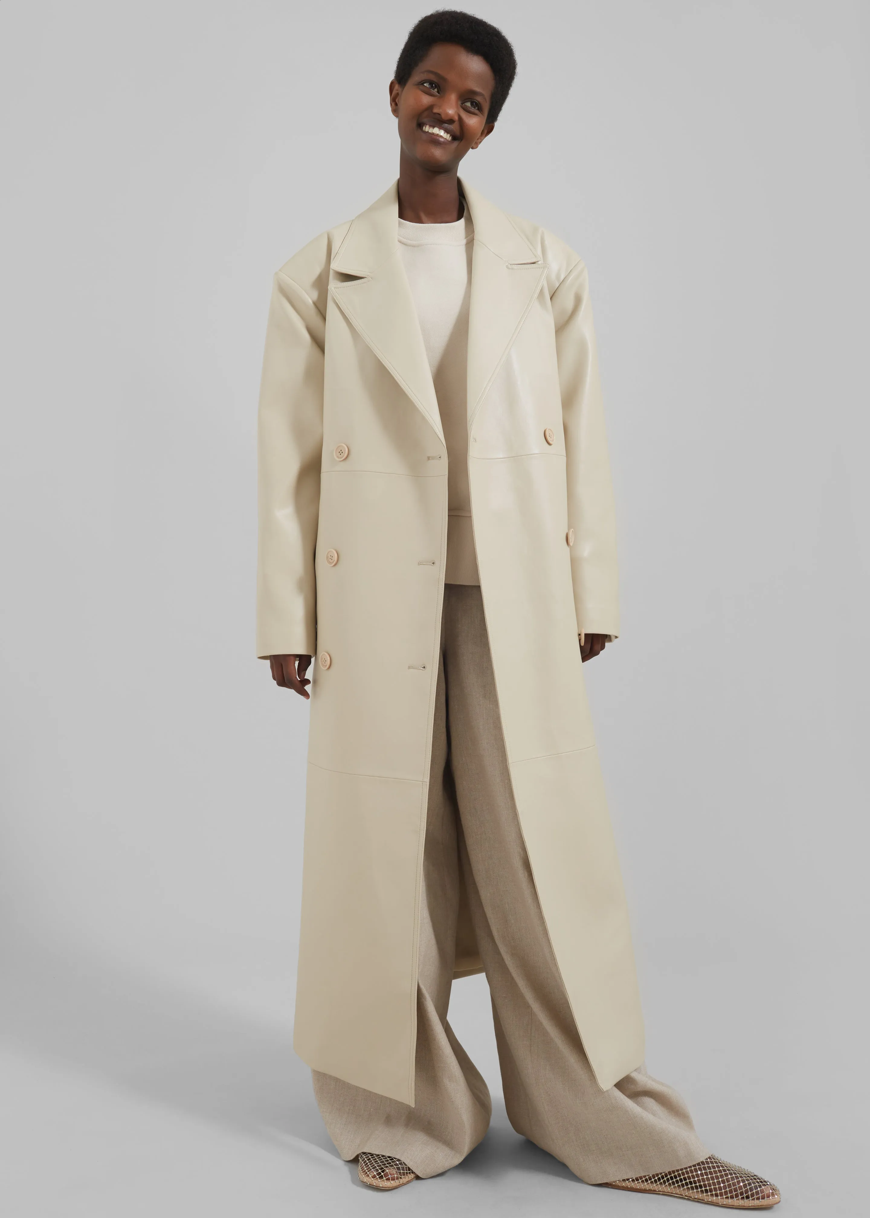 Tina Faux Leather Trench Coat - Mastic sold by Frankie Shop product image thumbnail 3