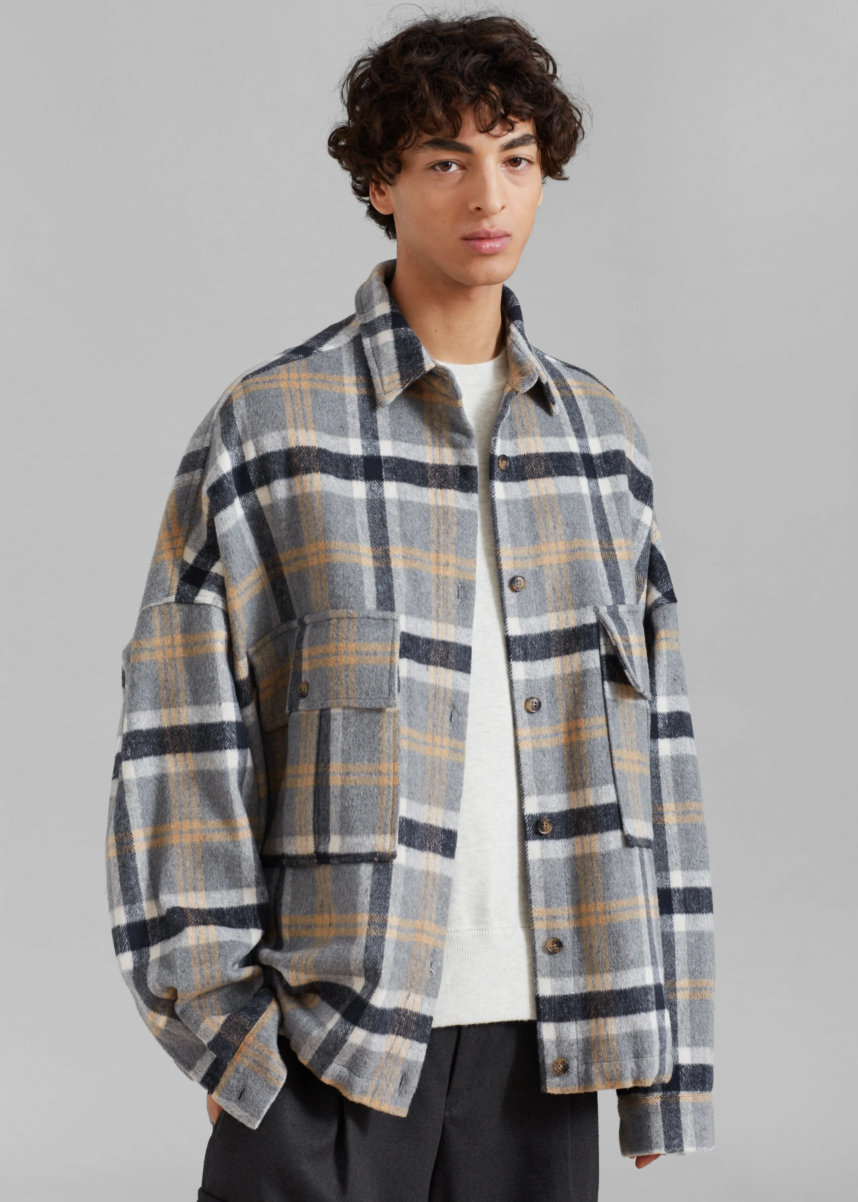 Keaton Flannel Pocket Overshirt - Checked Grey sold by Frankie Shop