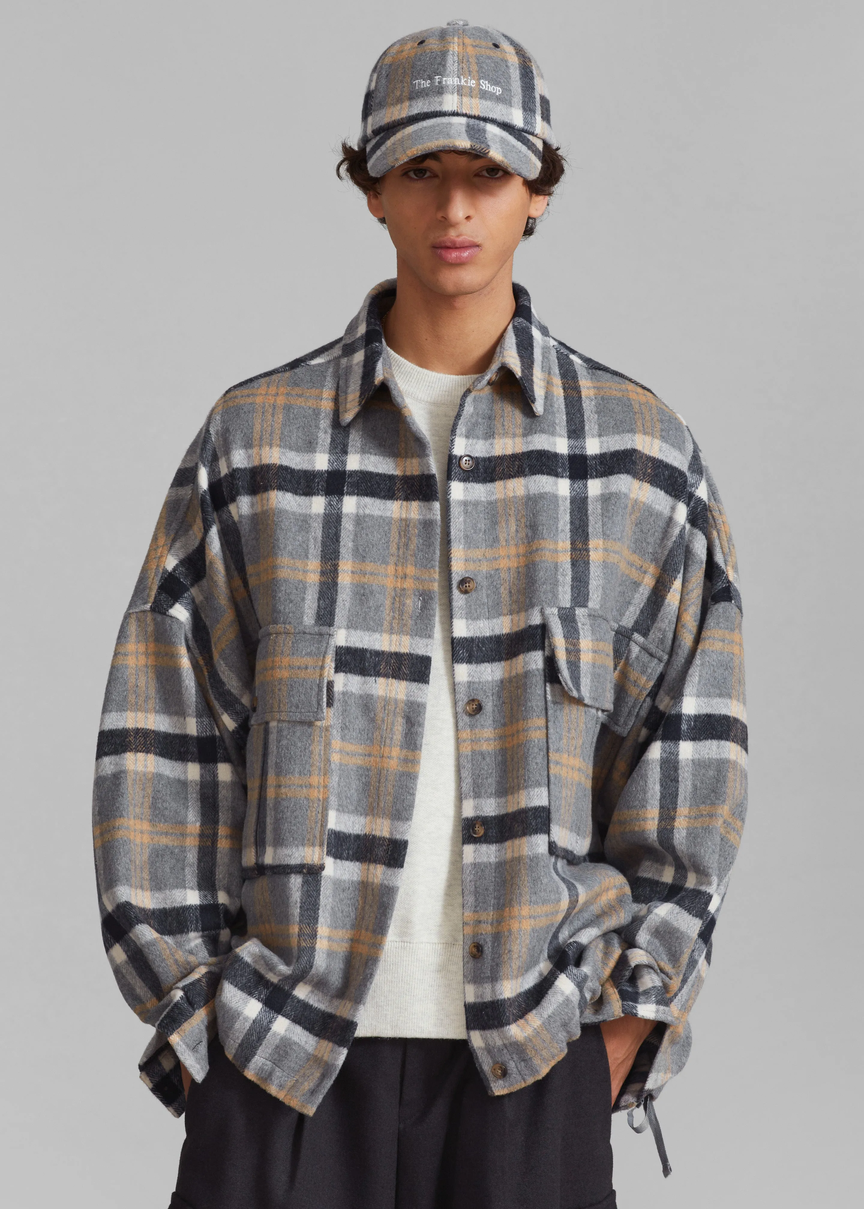 Keaton Flannel Pocket Overshirt - Checked Grey sold by Frankie Shop product image thumbnail 4
