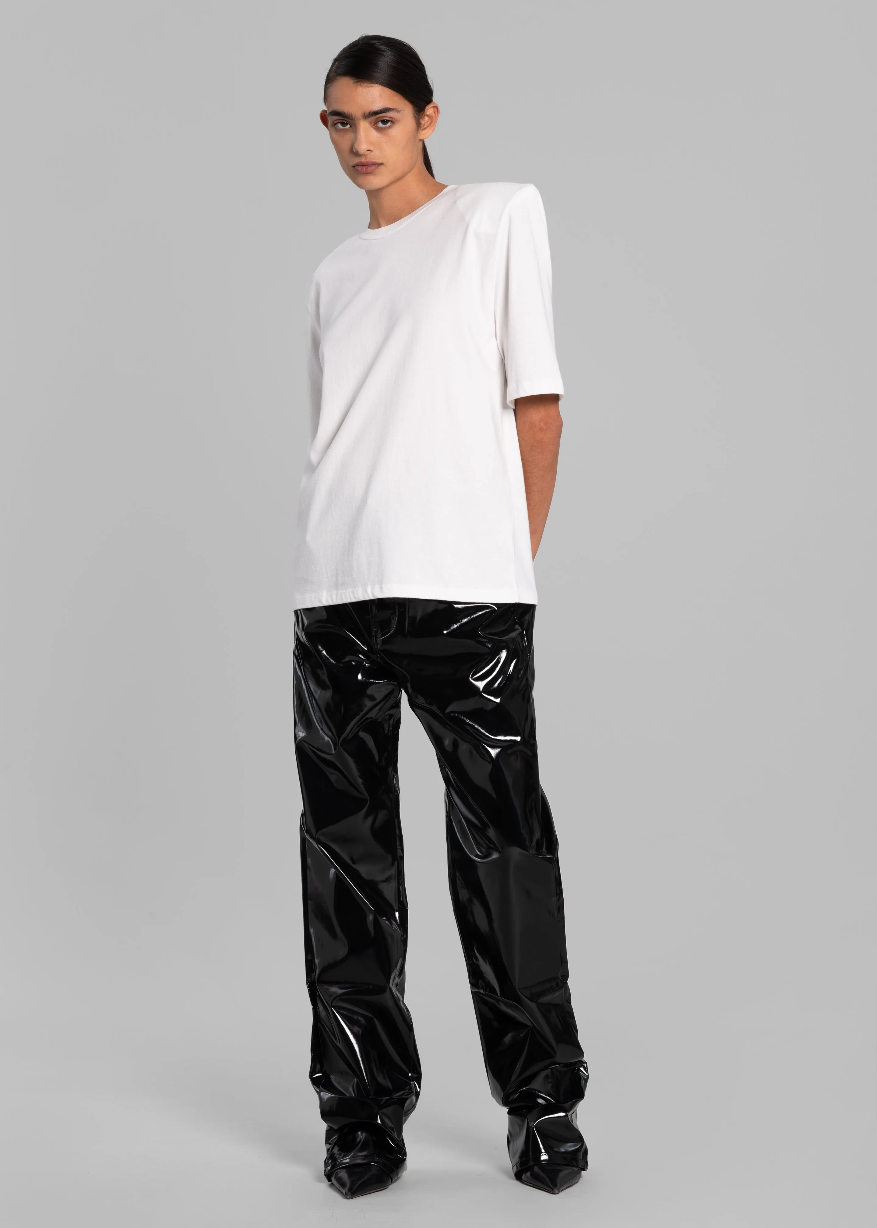 Carrington Padded Shoulder Tee - White sold by Frankie Shop