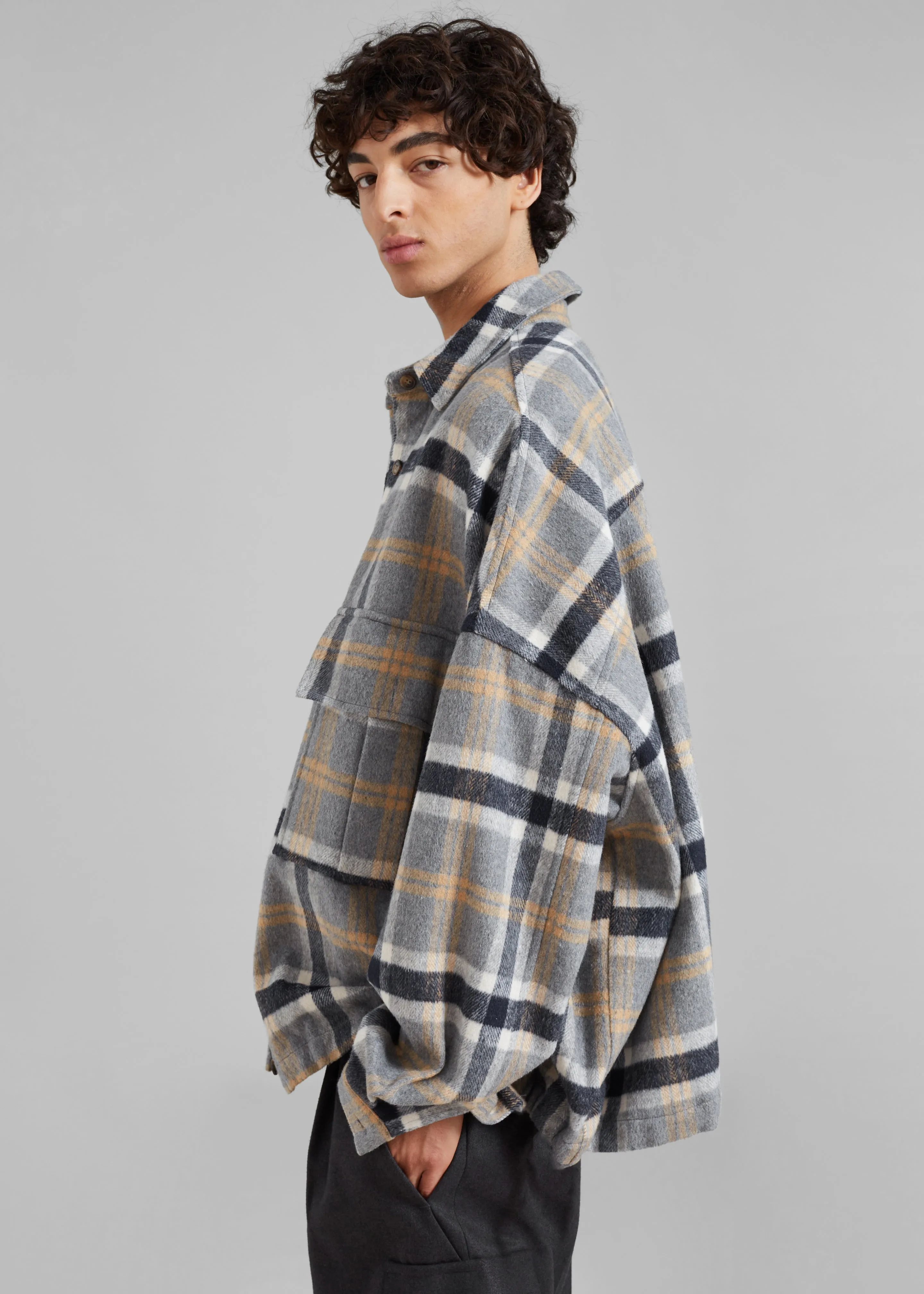 Keaton Flannel Pocket Overshirt - Checked Grey sold by Frankie Shop product image thumbnail 3
