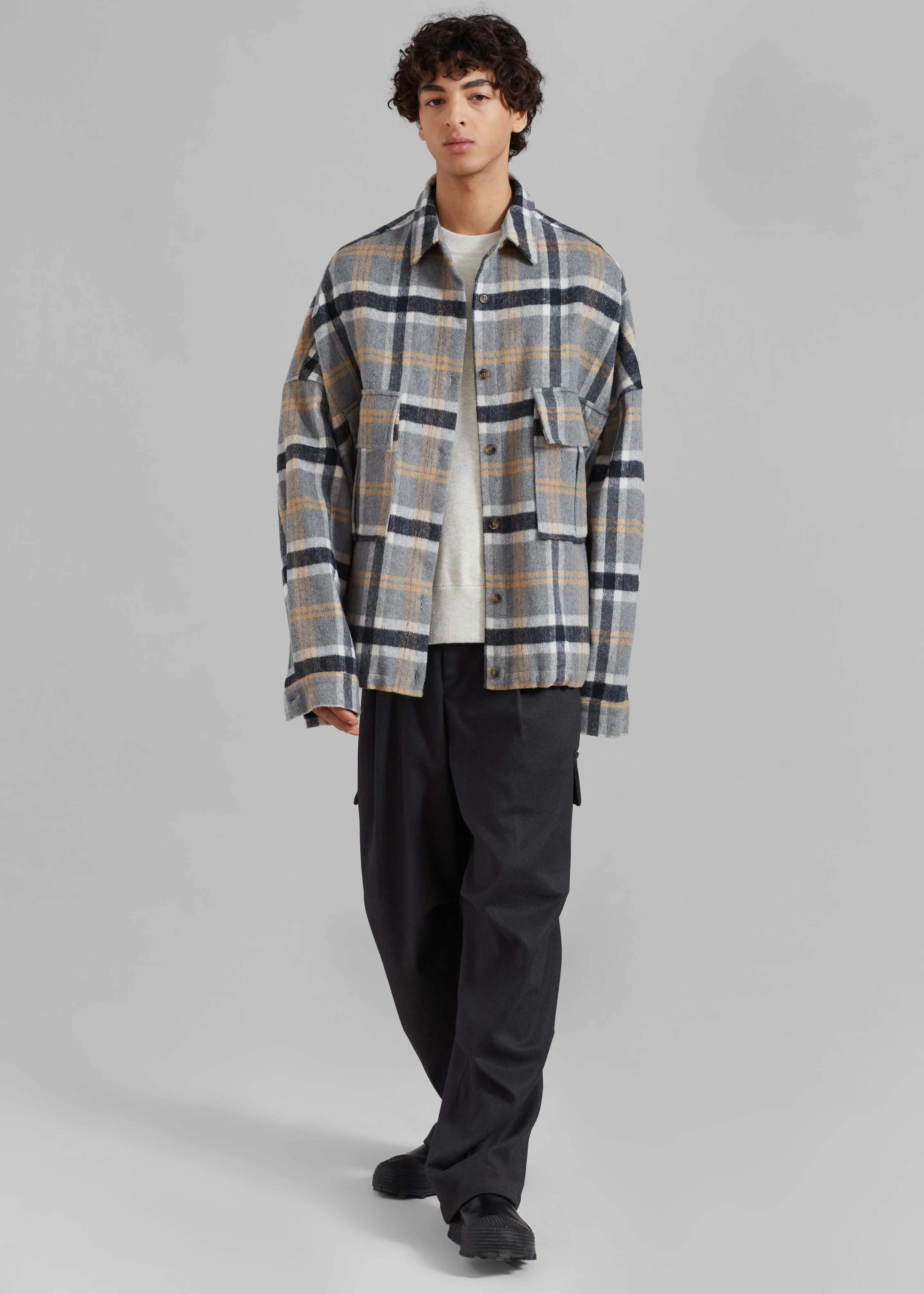 Keaton Flannel Pocket Overshirt - Checked Grey sold by Frankie Shop product image thumbnail 2