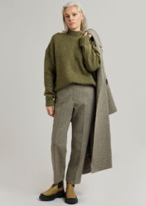 Elan Herringbone Pants - Taupe Melange sold by Frankie Shop